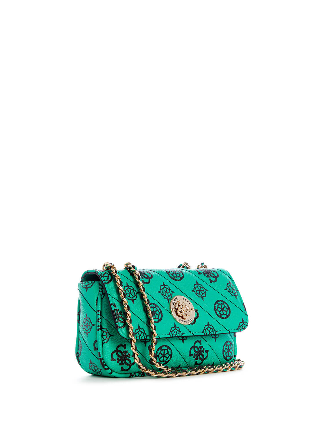 GUESS Womens  Green Quilted Always Mini Crossbody Bag PG842578 Front Side View