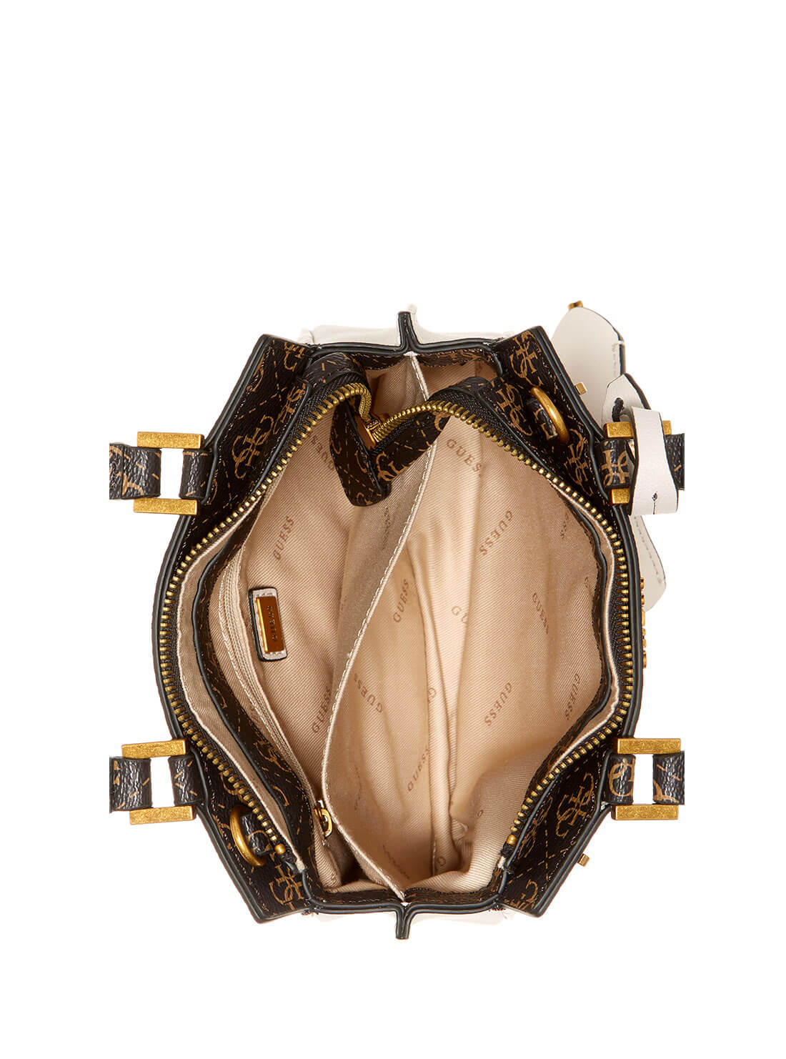 GUESS Womens White Multi Katey Mini Satchel QB787076 Inside View