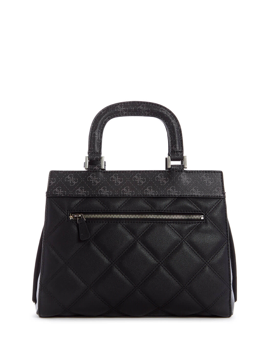 GUESS Womens Black Quilted Katey Luxury Satchel QN787028 Back View