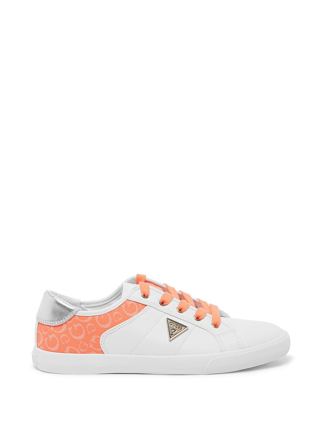 GUESS Womens Orange White Ranks Low Top Logo Sneakers RANKS-A Side View