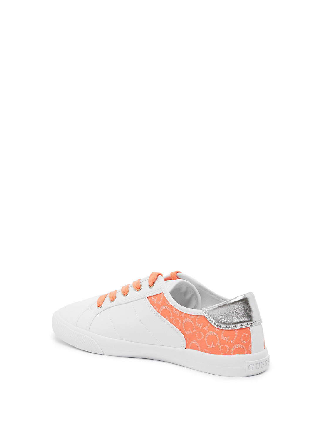 GUESS Womens Orange White Ranks Low Top Logo Sneakers RANKS-A Back View