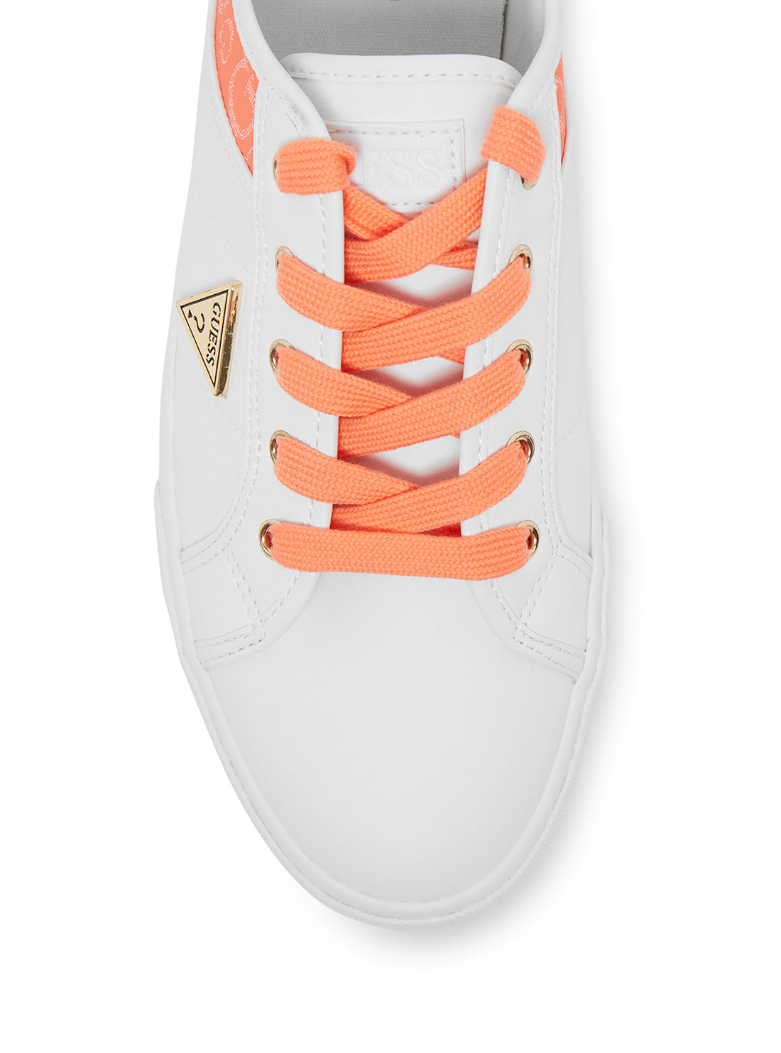 GUESS Womens Orange White Ranks Low Top Logo Sneakers RANKS-A Top View