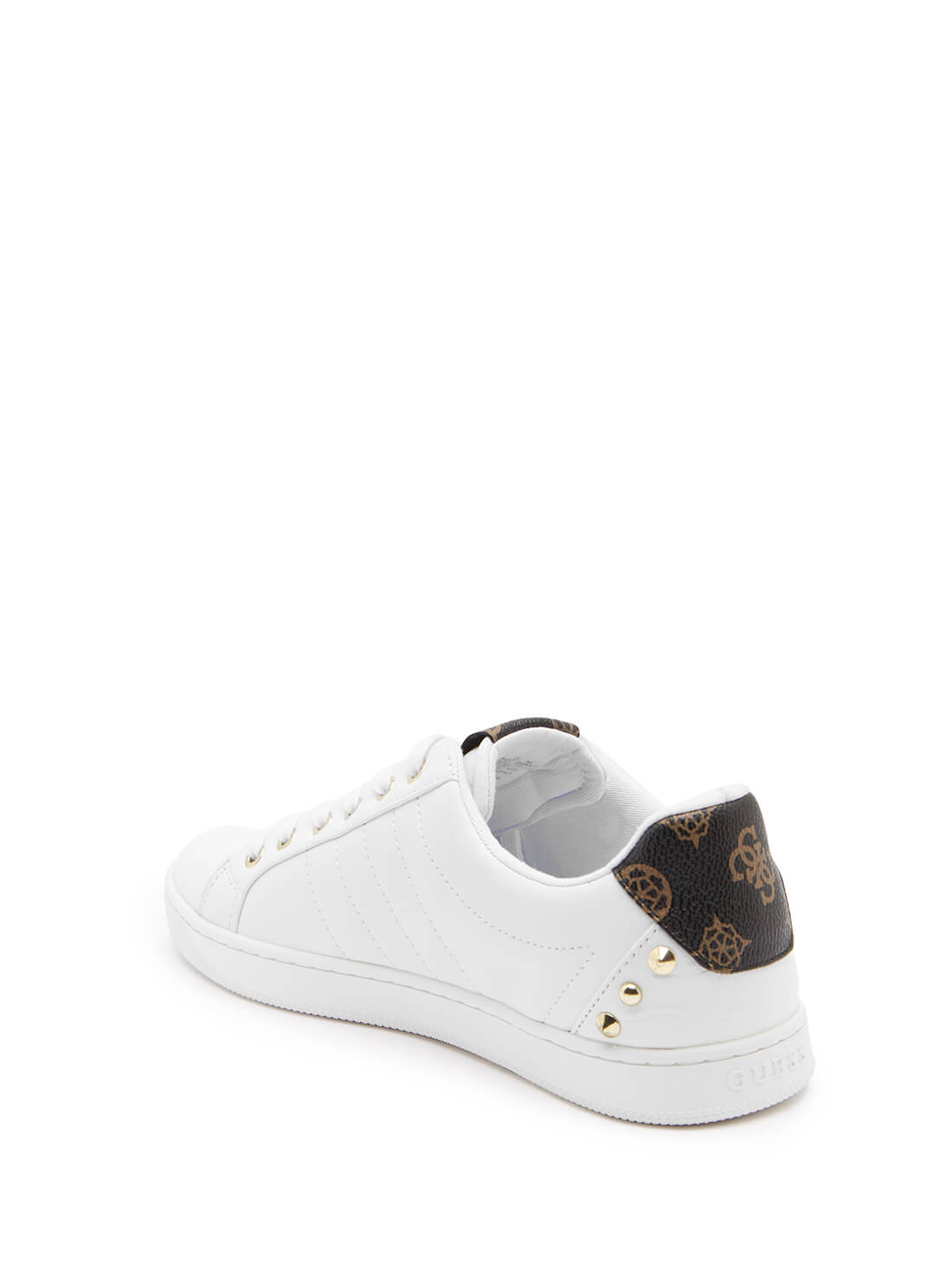GUESS Womens White Rassta Stud Logo Low-Top Sneakers RASSTA-A Back View
