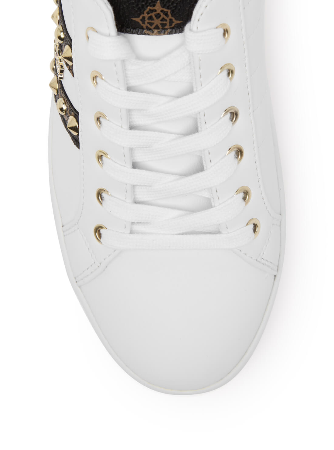 GUESS Womens White Rassta Stud Logo Low-Top Sneakers RASSTA-A Top View