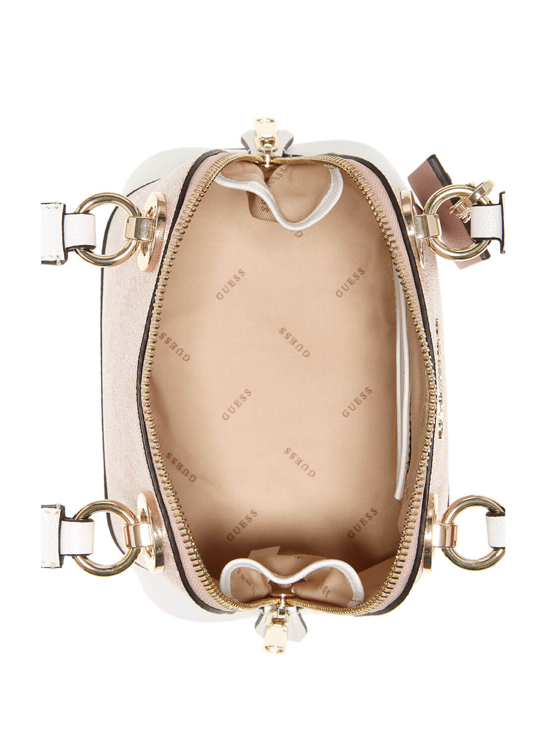GUESS Womens Pink White Cathleen Small Dome Satchel SG773705 Inside View