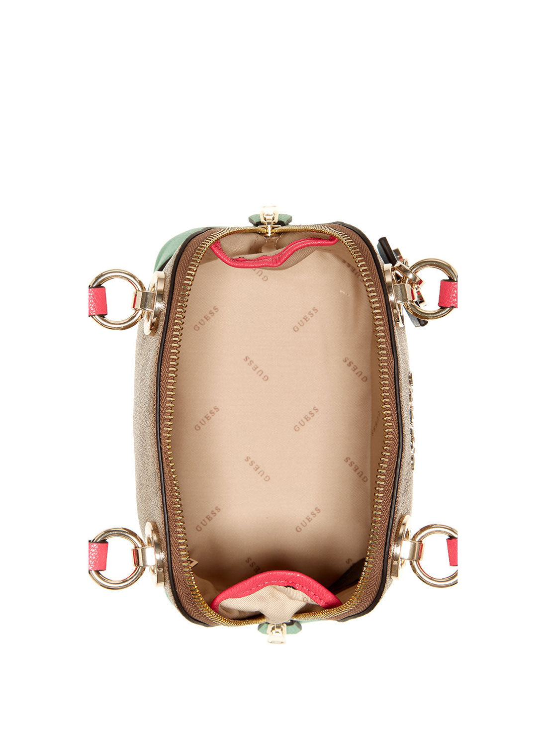 GUESS Womens Brown Multi Cathleen Small Dome Satchel SG773705 Inside View