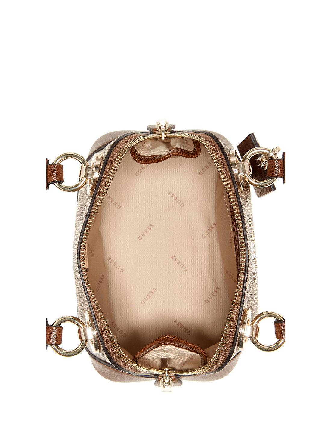 GUESS Womens  Brown Cathleen Small Dome Satchel SG773705 Inside View