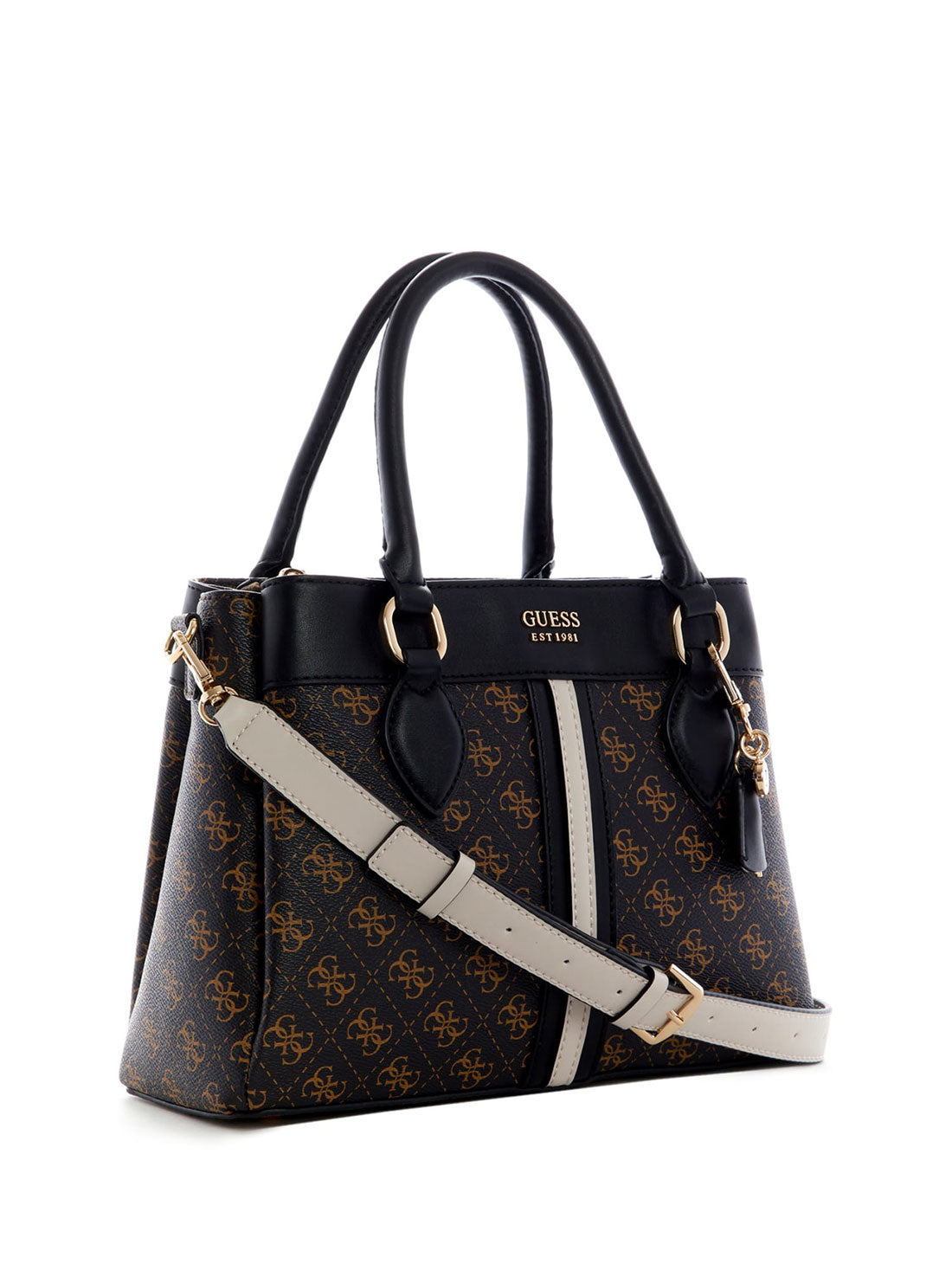 GUESS Womens Brown Multi Kasinta 3 Compartment Satchel SG840506 Front Side View