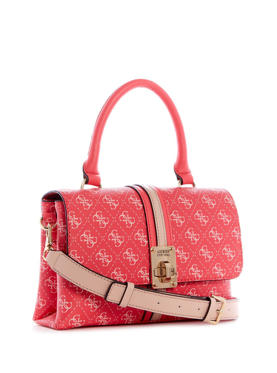 GUESS Womens Pink Logo Kasinta Satchel SG840520 Front Side View