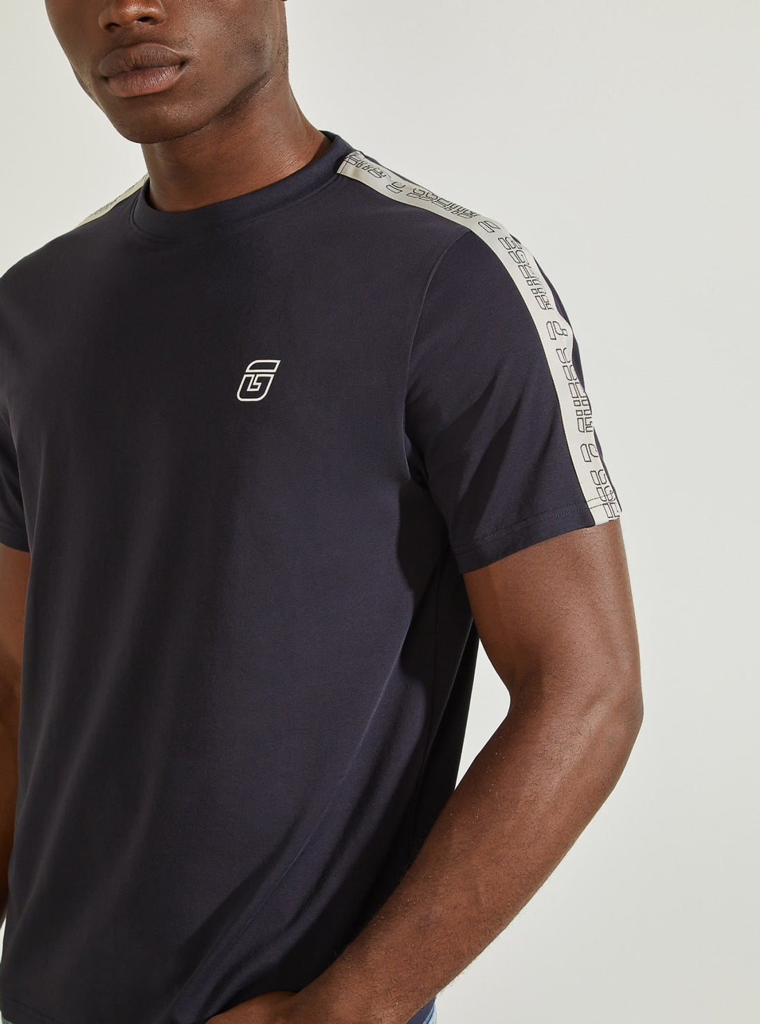 GUESS Mens Eco Navy Blue Eric Logo T-shirt U1BA32J1311 Detail View