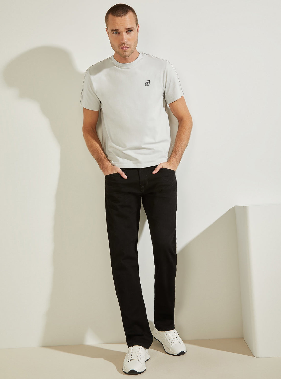 GUESS Mens Eco Grey Eric Logo T-Shirt U1BA32J1311 Full View