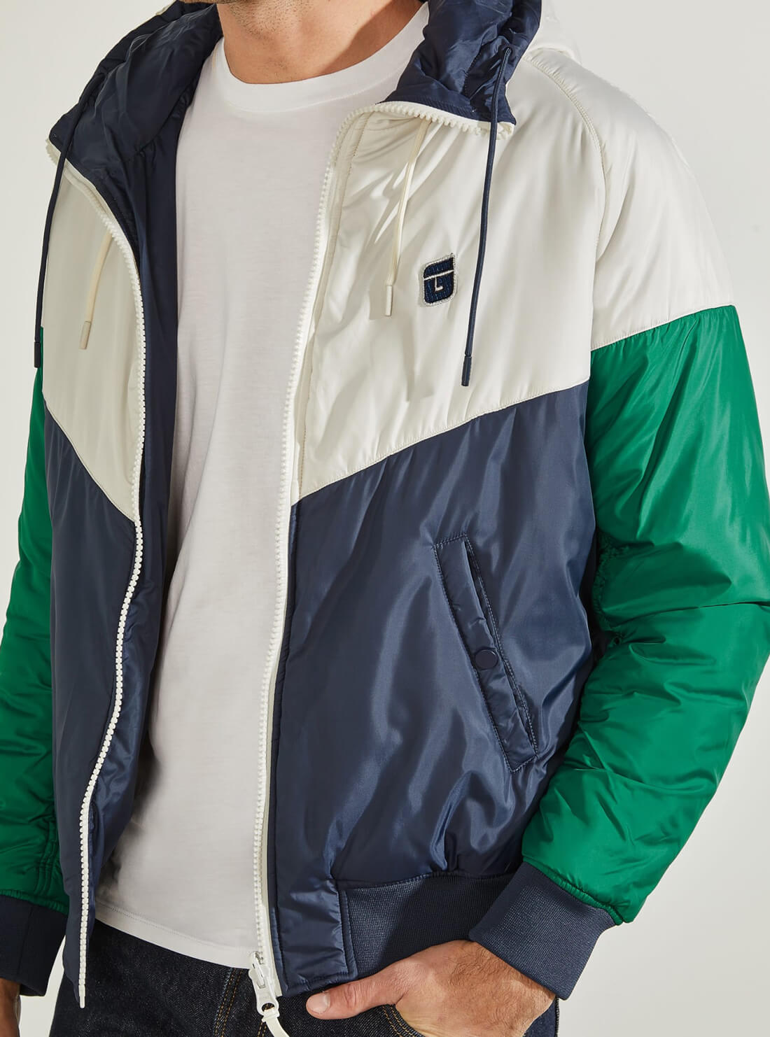 GUESS Mens Eco Green Blue Ridley Reversible Puffer Jacket U1BA34WO06C Detail View