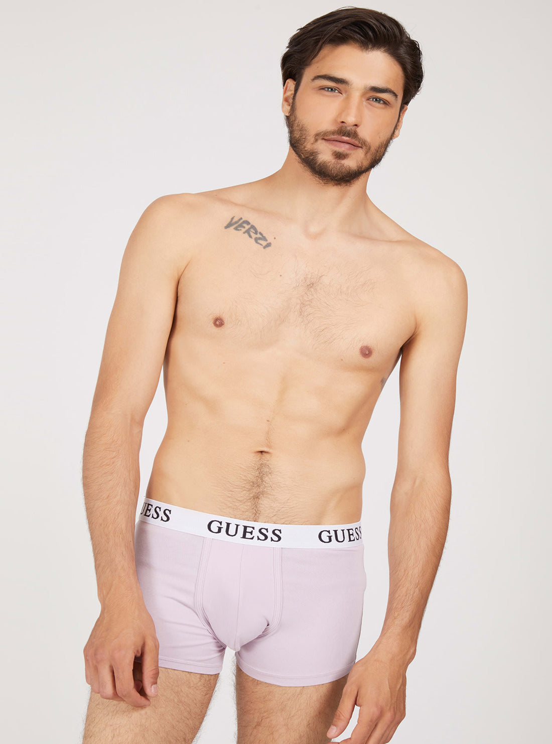 GUESS Mens Blue Bandana Davie Boxer Trunk 3-Pack Set U1BG05K6YW1 Lilac White Front View
