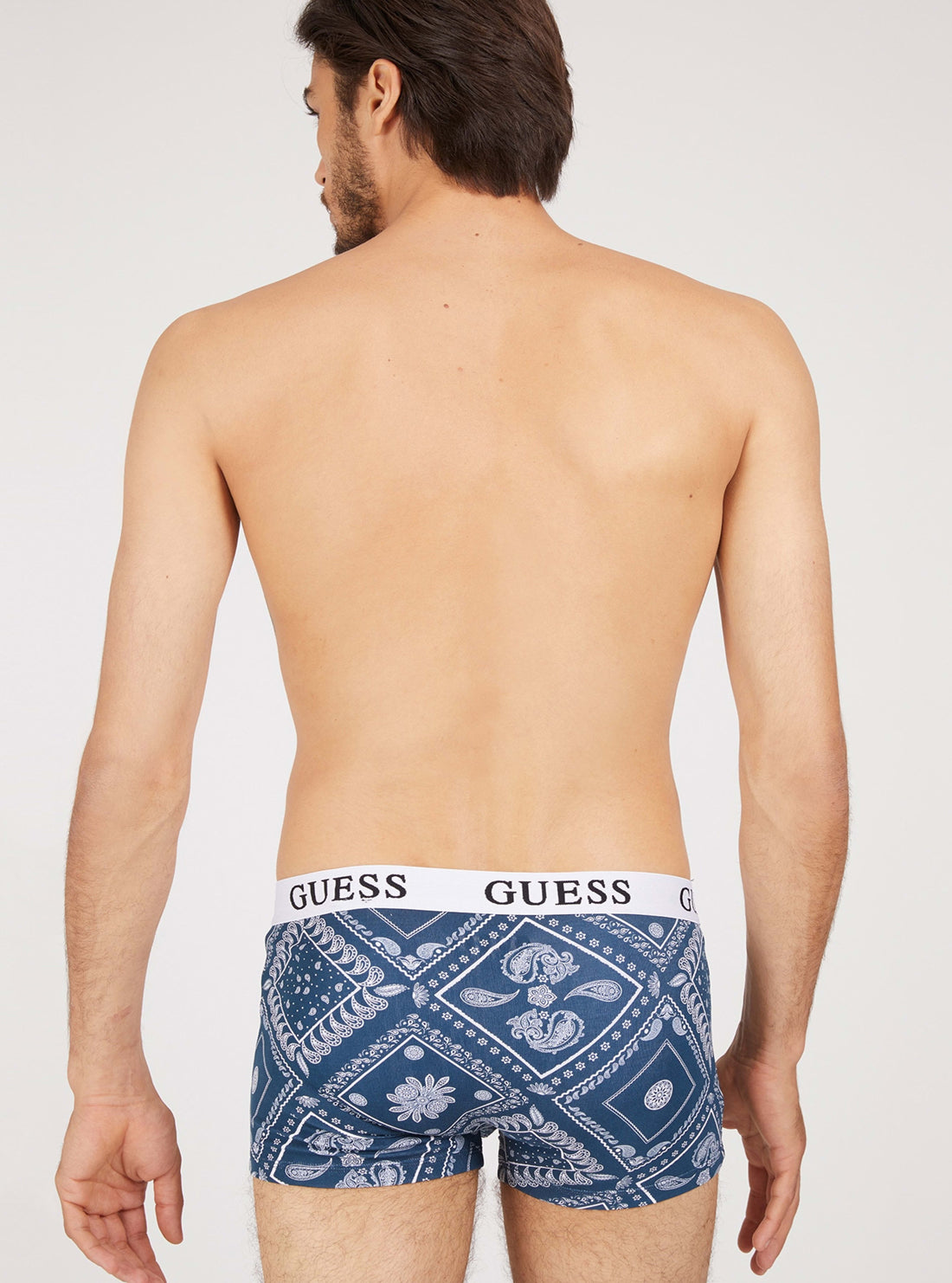 GUESS Mens Blue Bandana Davie Boxer Trunk 3-Pack Set U1BG05K6YW1 Bandana Back View