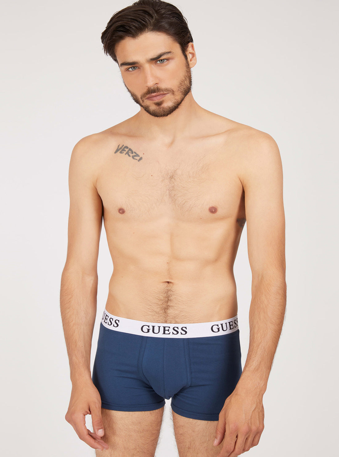 GUESS Mens Blue Bandana Davie Boxer Trunk 3-Pack Set U1BG05K6YW1 Navy Front View