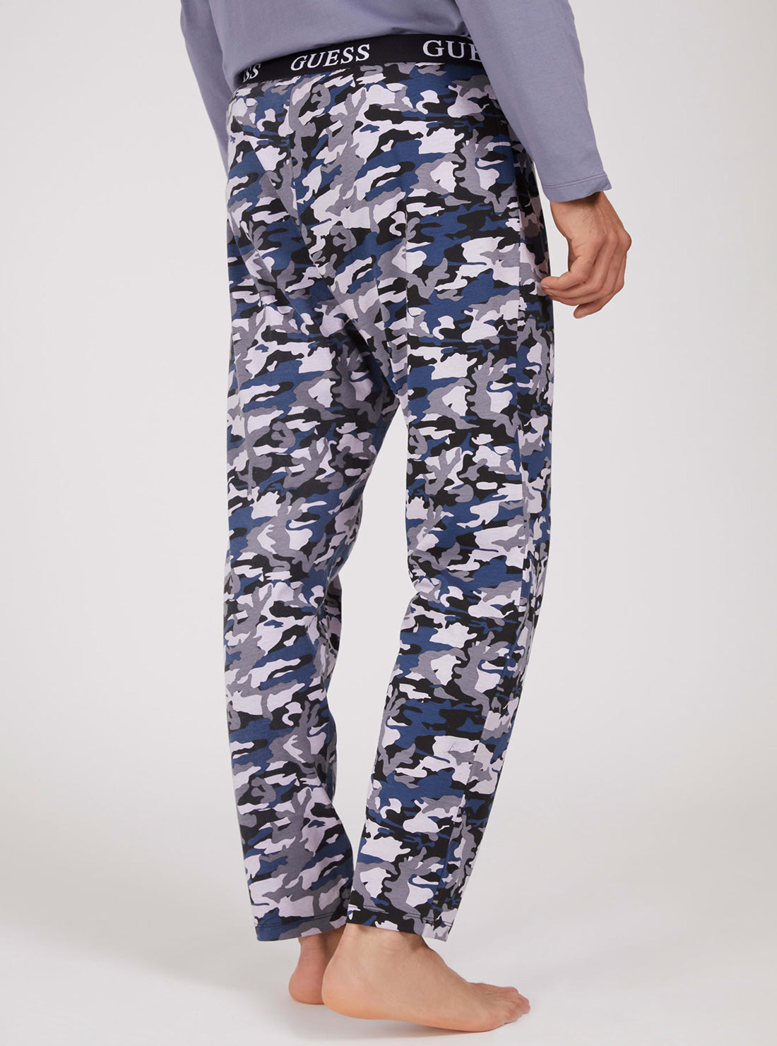GUESS Mens Blue Camouflage Cotton Pyjama 2-Piece Set U1BX01JR018 Back View