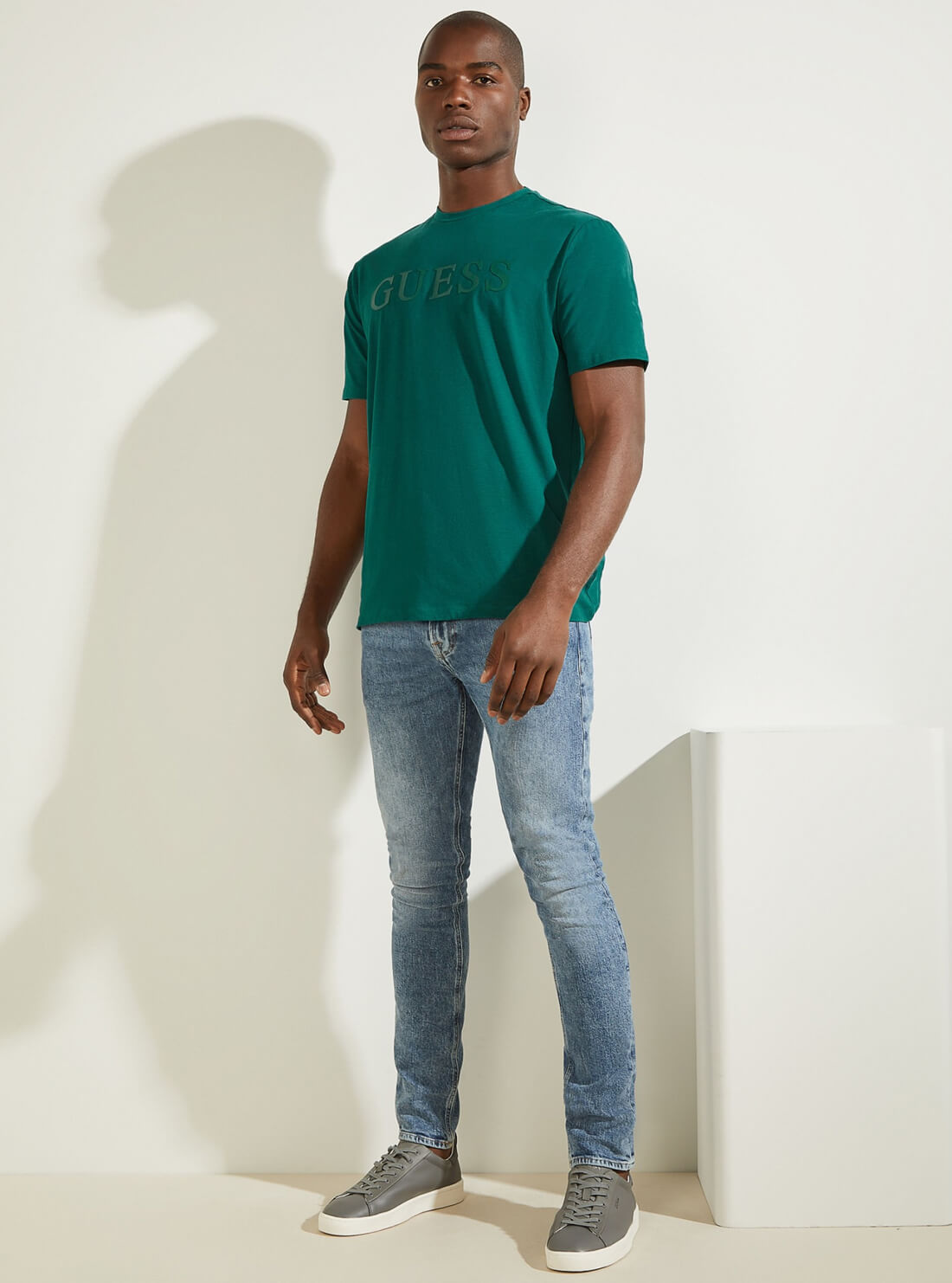 GUESS Mens Eco Teal Green Alphy T-Shirt U1YA00JR06K Full View