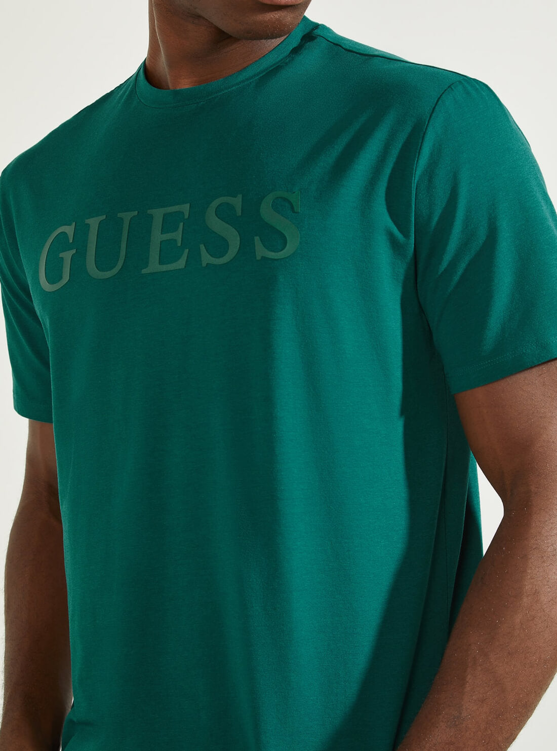GUESS Mens Eco Teal Green Alphy T-Shirt U1YA00JR06K Detail View