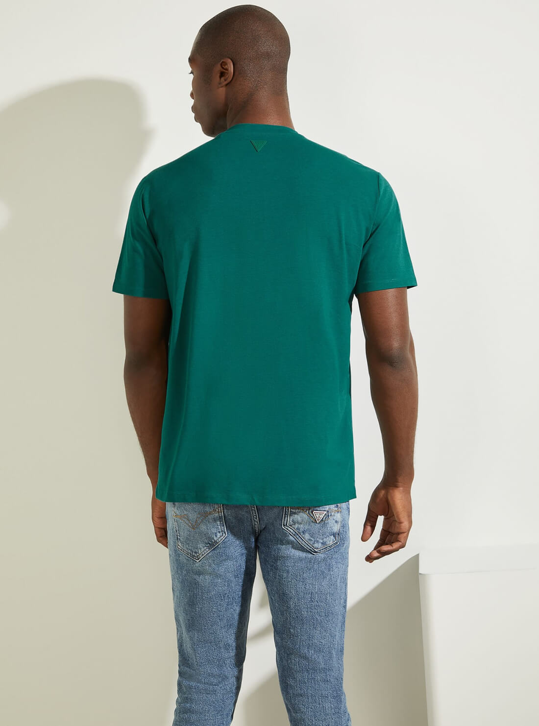 GUESS Mens Eco Teal Green Alphy T-Shirt U1YA00JR06K Back View