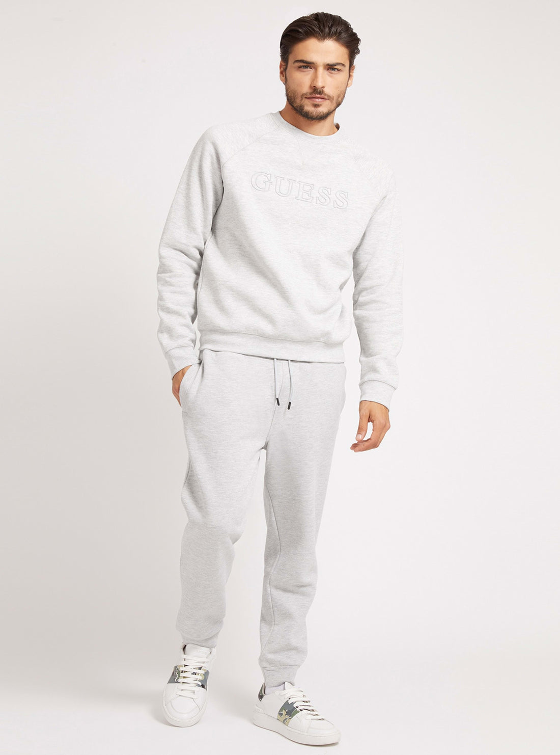GUESS Mens Eco Grey Aldwin Active Jumper U1YA02K9V31 Full View 