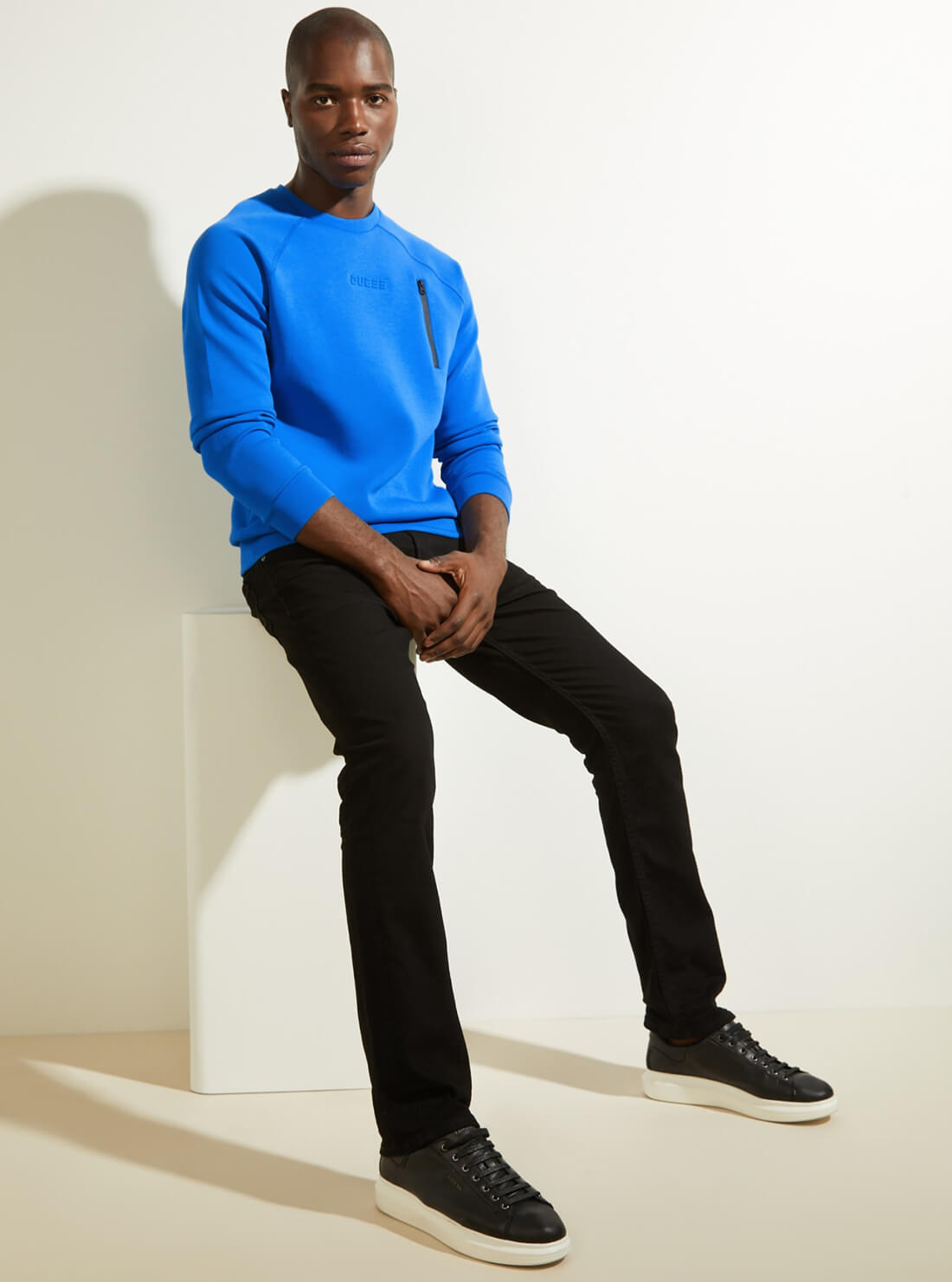 GUESS Mens Blue Abbot Active Jumper U1YA22FL03P Full View
