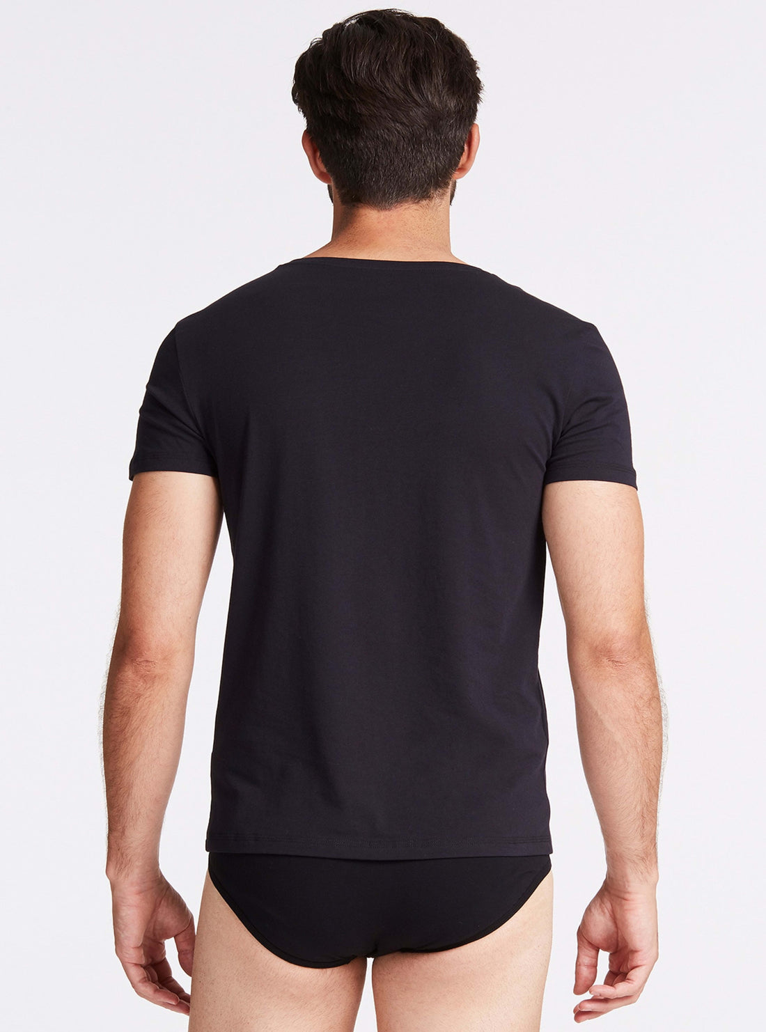 GUESS Mens Black Caleb Hero V-Neck T-Shirt 2-Piece Set U97G03JR003 Back View
