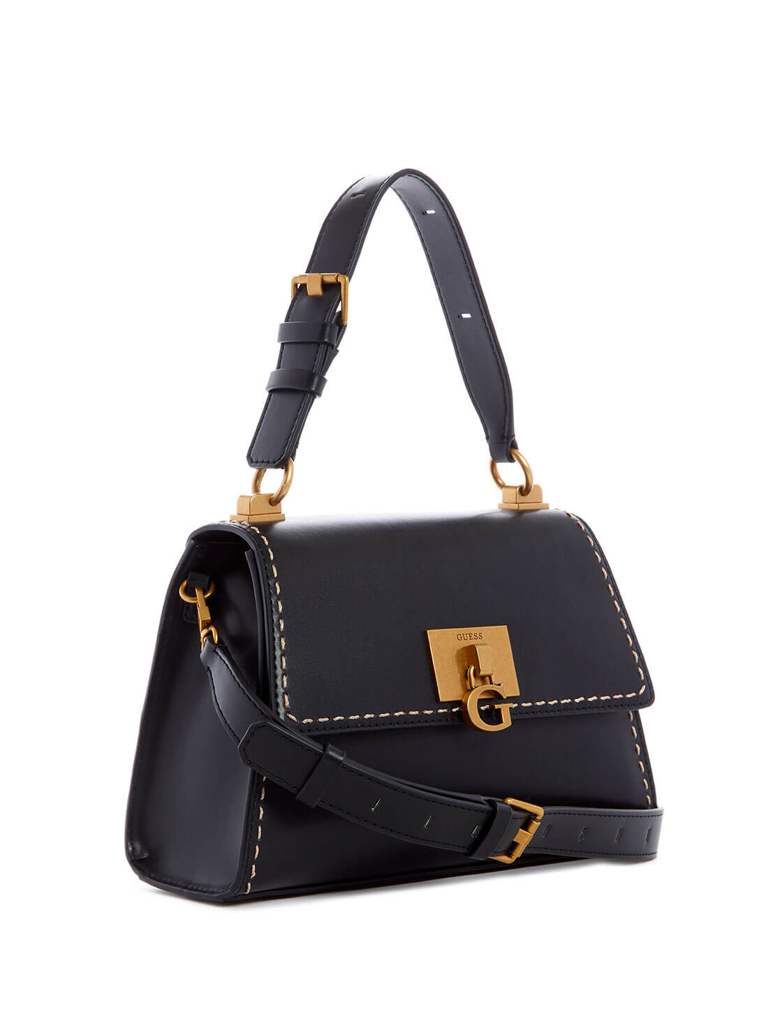 GUESS Womens Black  Stephi Shoulder Bag VB787520 Front Side View
