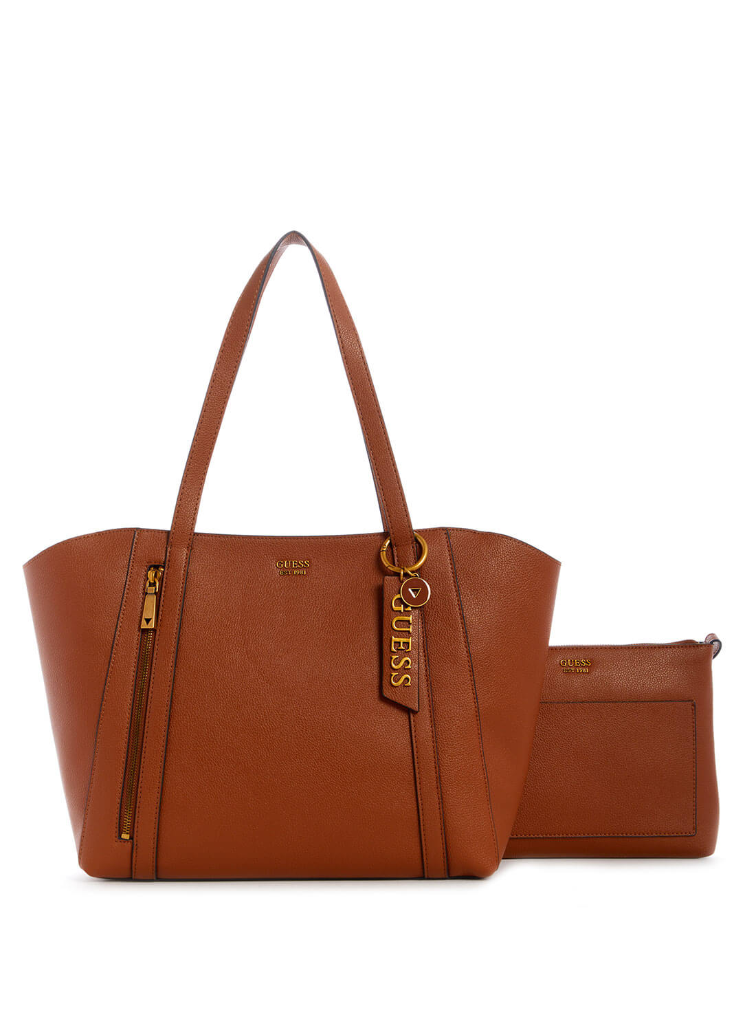 GUESS Womens  Brown Naya Tote Bag VB788124 Clutch Front View