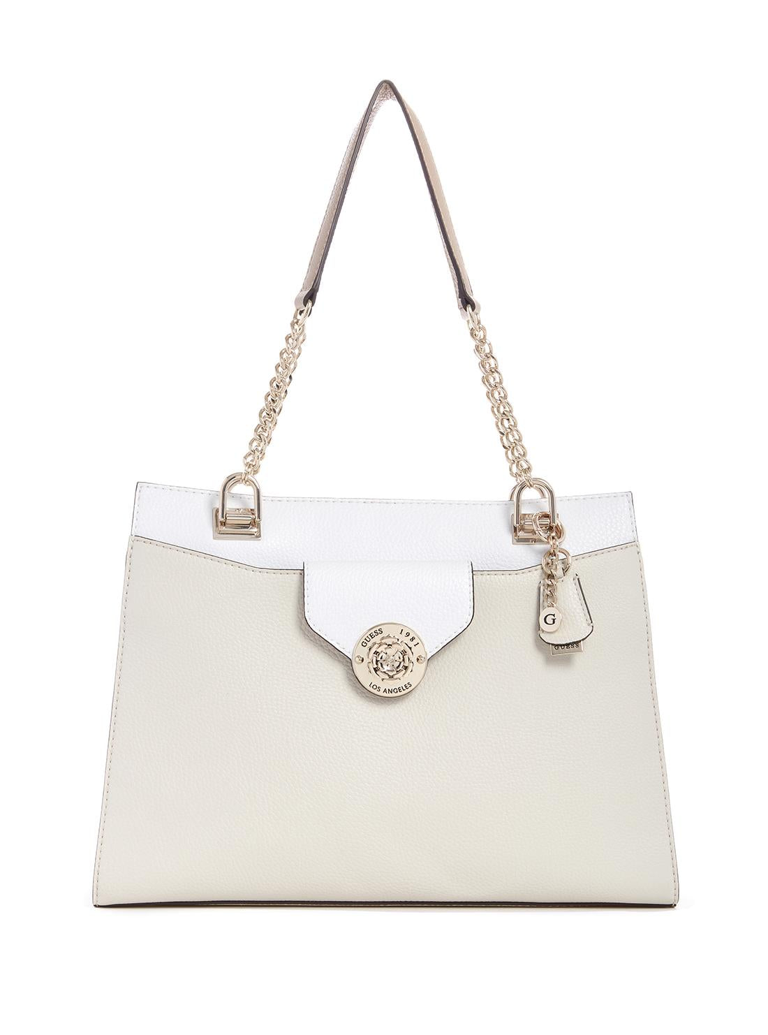 GUESS Womens Stone White Belle Isle Society Carryall VG774423 Front View