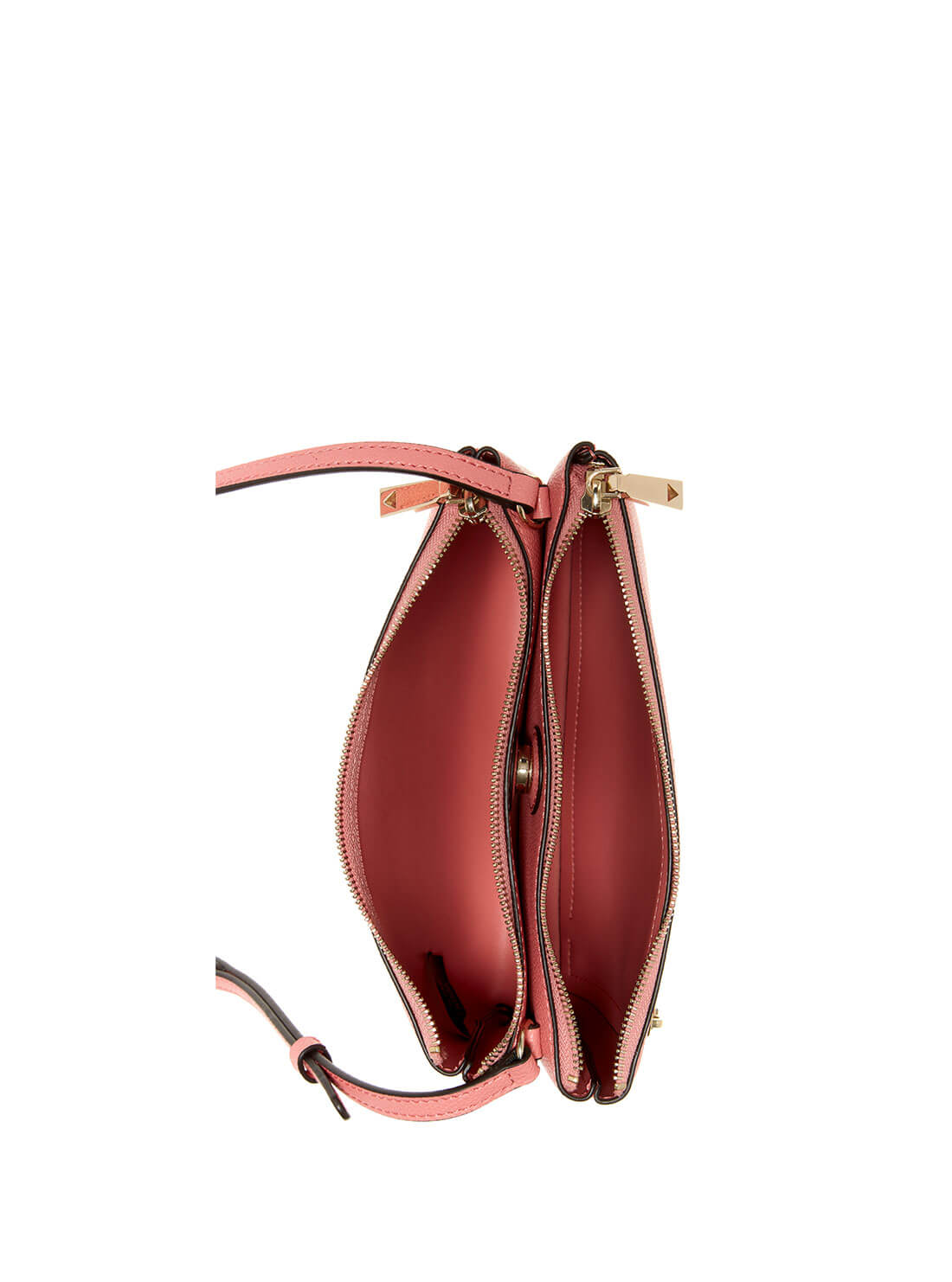 GUESS Womens Apricot Pink Naya Double Zip Crossbody Bag VG788170 Inside View