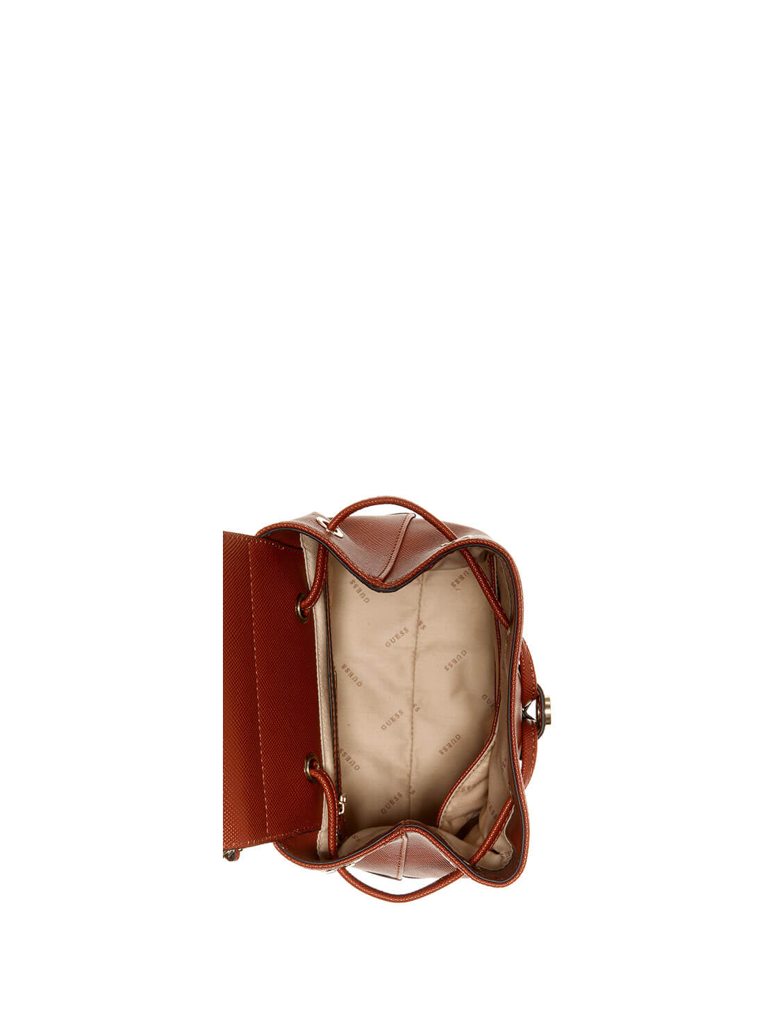 GUESS Womens Cognac Brown Cordelia Backpack VG813031 Inside View