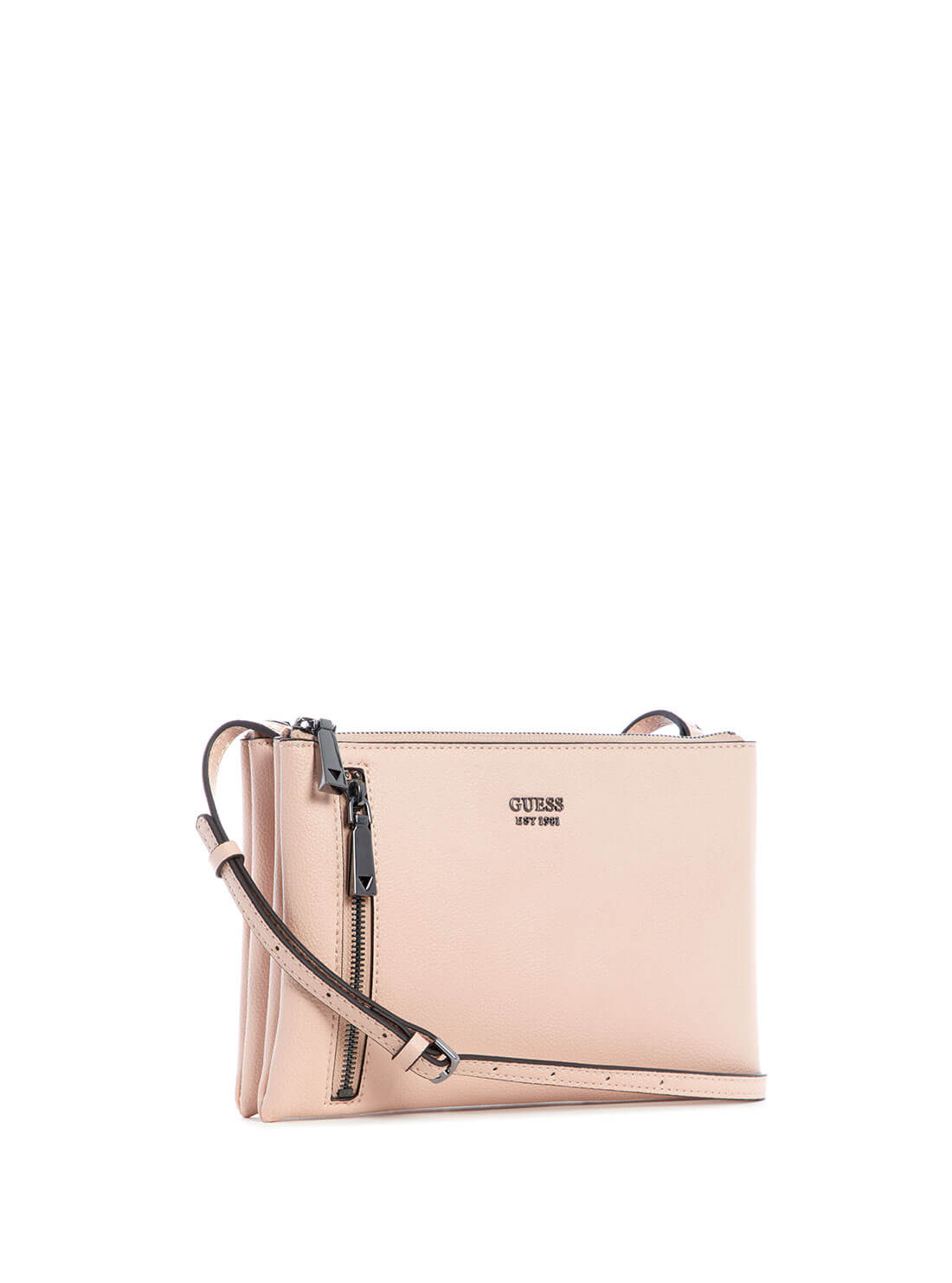 GUESS Womens Blush Pink Naya Double Zip Crossbody Bag VM788170 Side View