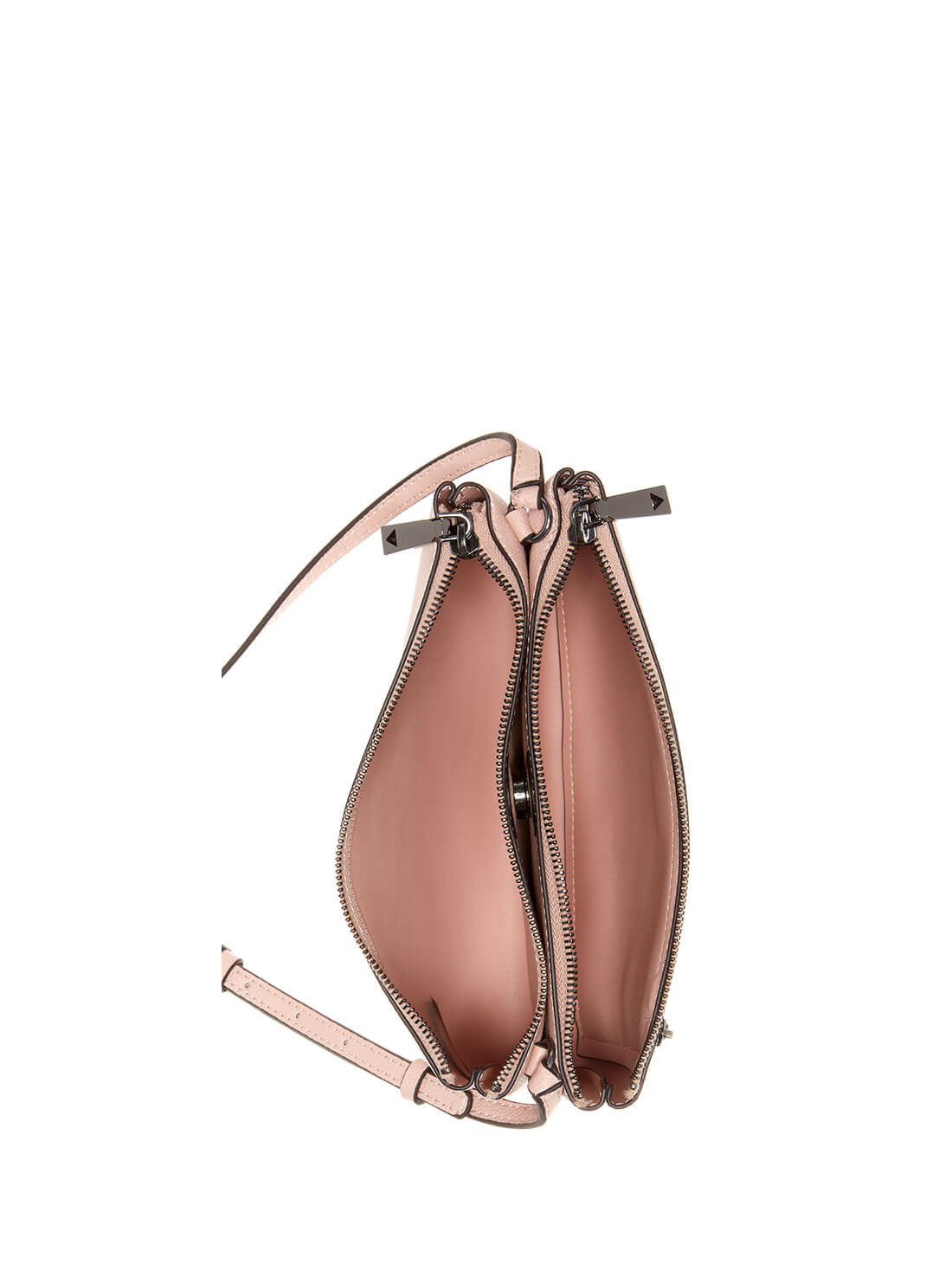 GUESS Womens Blush Pink Naya Double Zip Crossbody Bag VM788170 Inside View