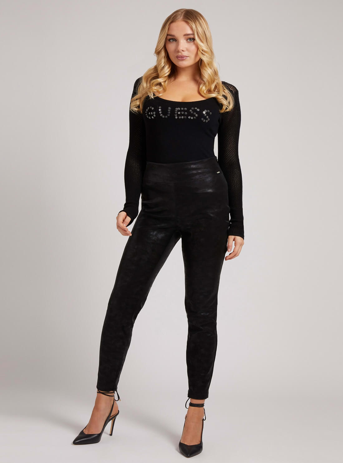 GUESS Womens Black Priscilla Legging Pants W1BB08WE5V0 Full View