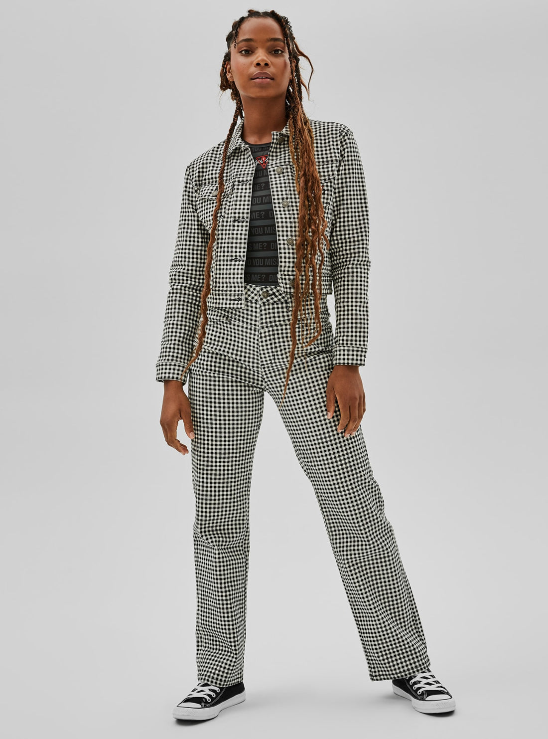 GUESS Womens  GUESS Originals x Anna Nicole Smith Gingham Denim Jacket W1BGJ2FRIE1 Full View