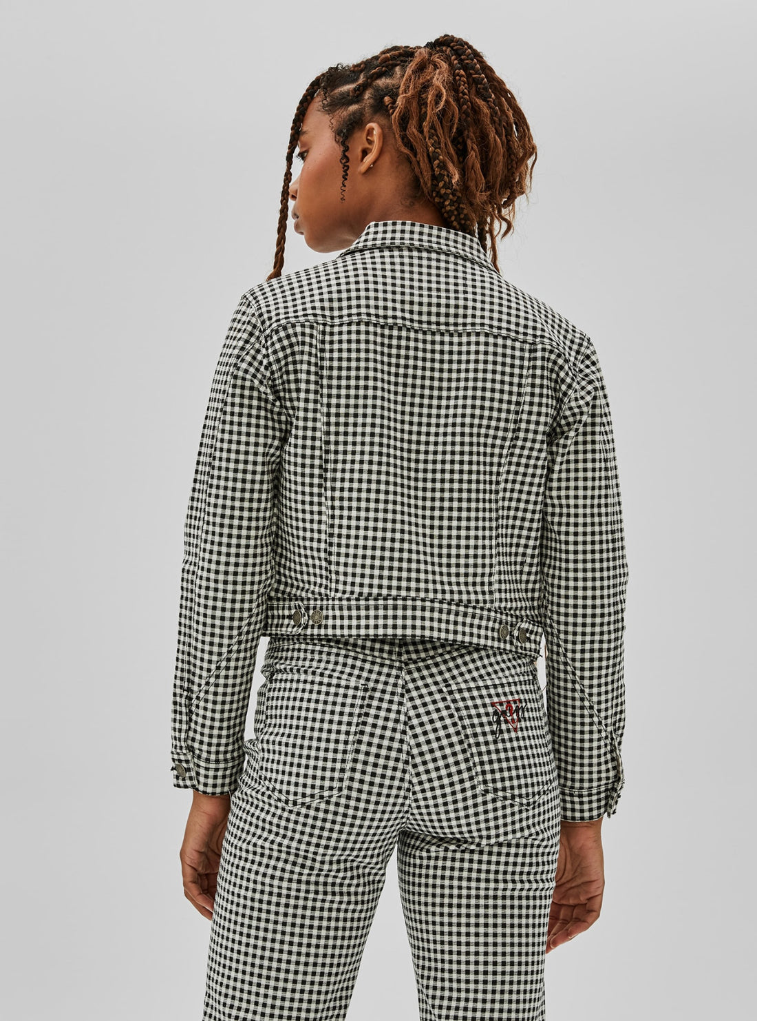 GUESS Womens  GUESS Originals x Anna Nicole Smith Gingham Denim Jacket W1BGJ2FRIE1 Back View