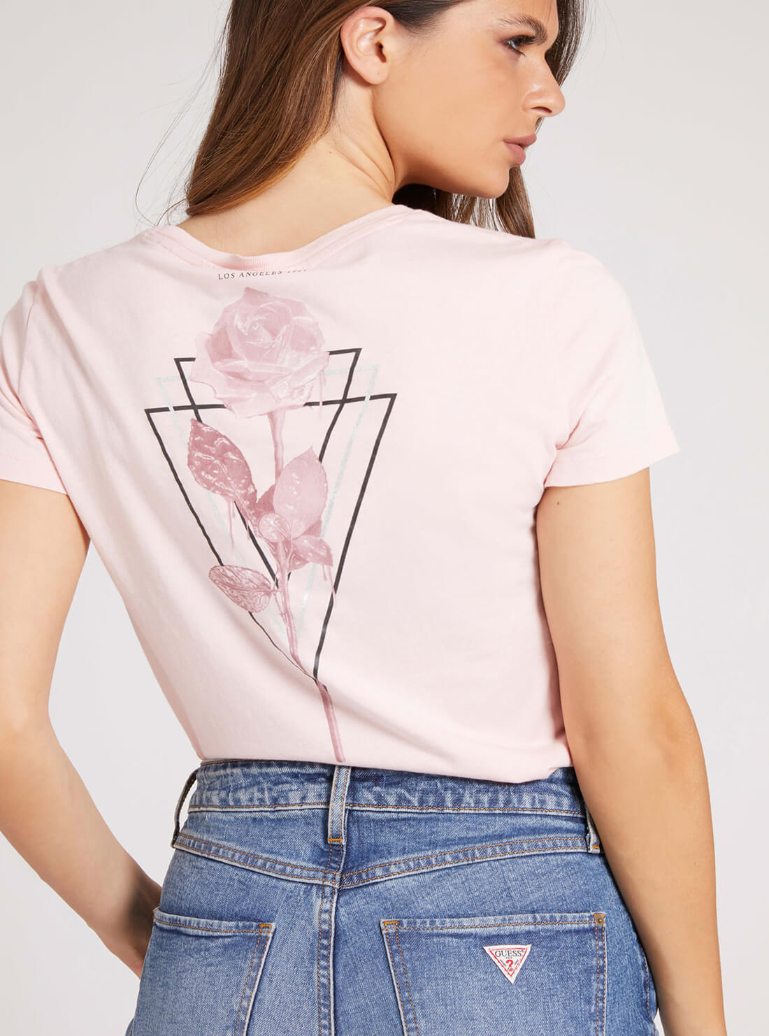 GUESS Womens Pink Zumaia T-Shirt W1BI12K46D1 Back View