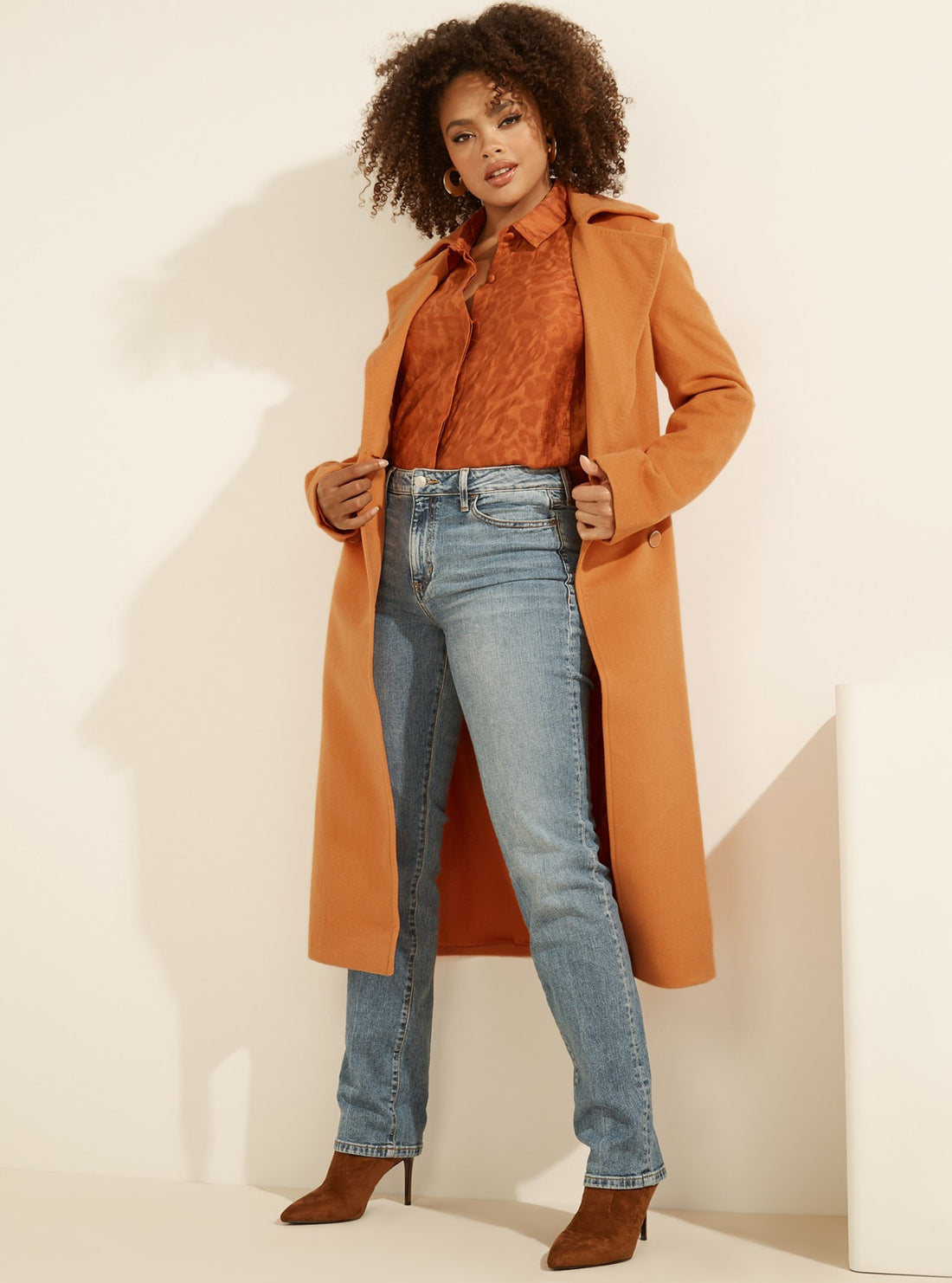GUESS Womens Orange Dounia Trench Coat W1BL38WE4U0 Full View