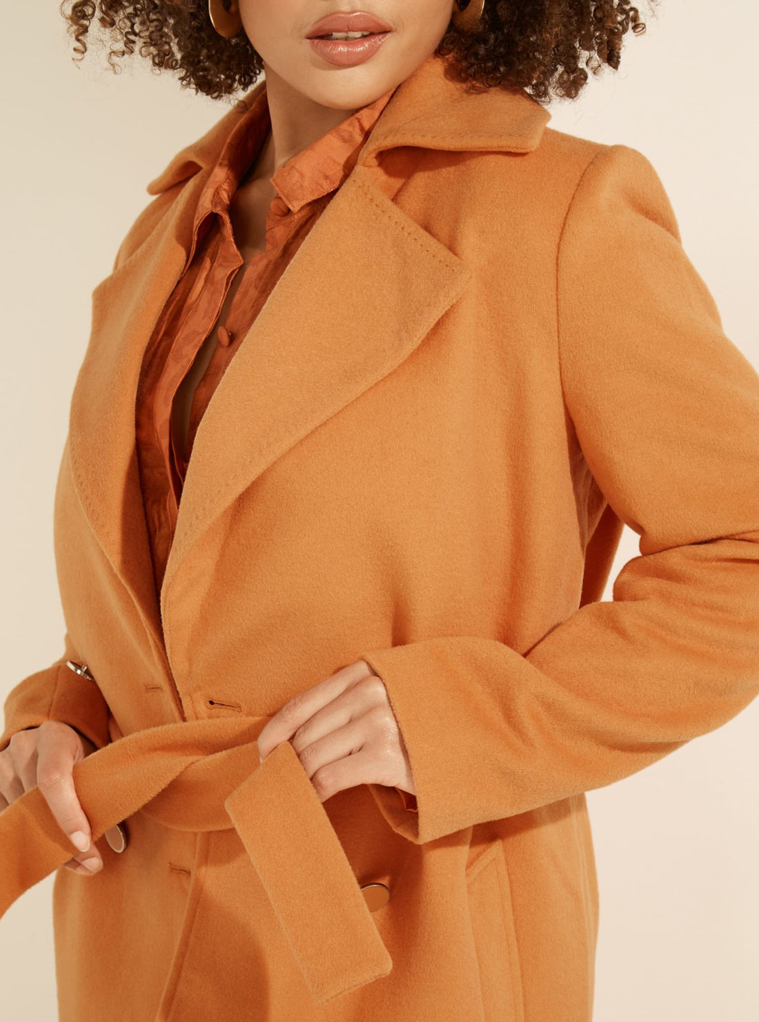 GUESS Womens Orange Dounia Trench Coat W1BL38WE4U0 Detail View