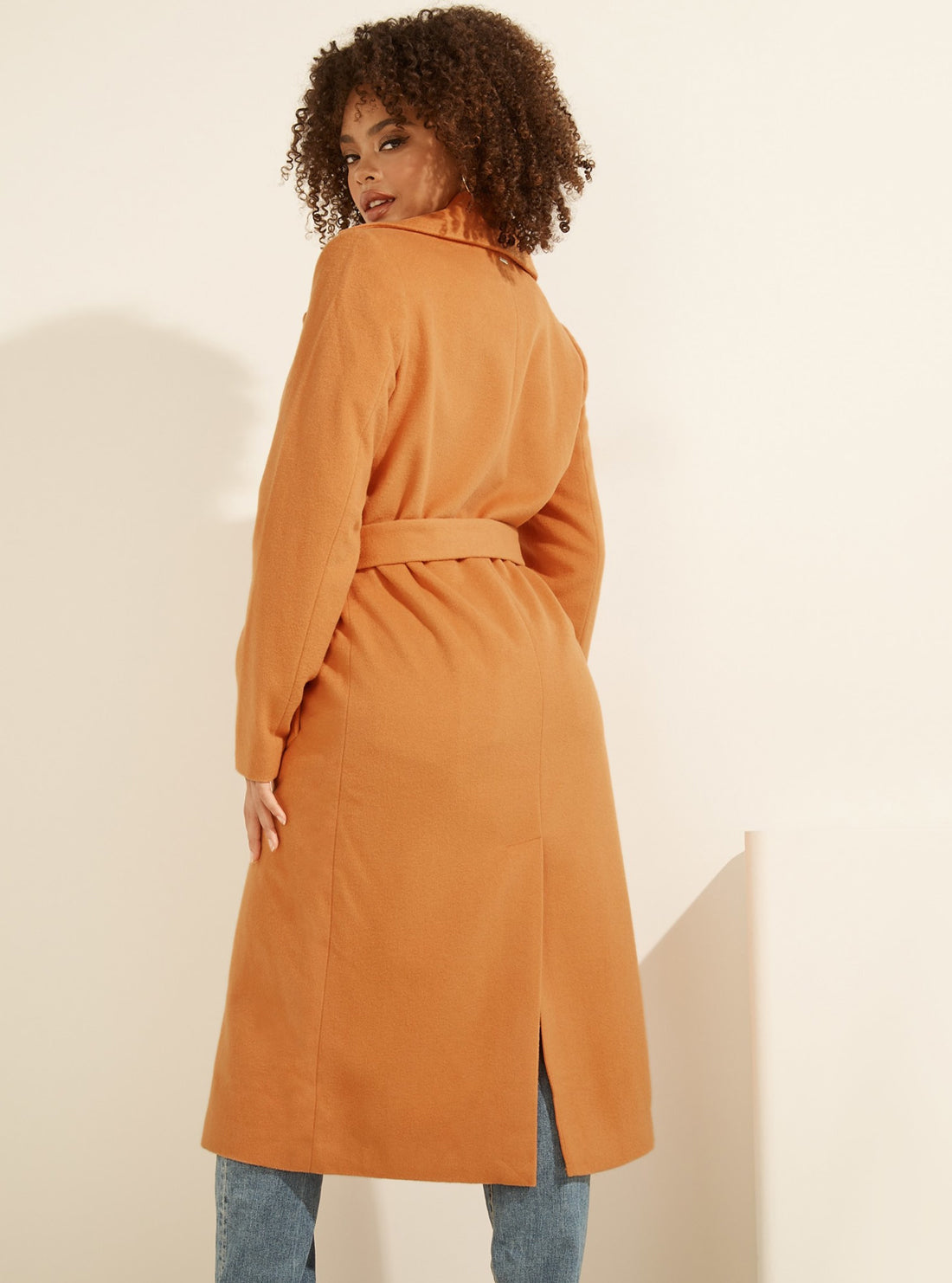 GUESS Womens Orange Dounia Trench Coat W1BL38WE4U0 Back View