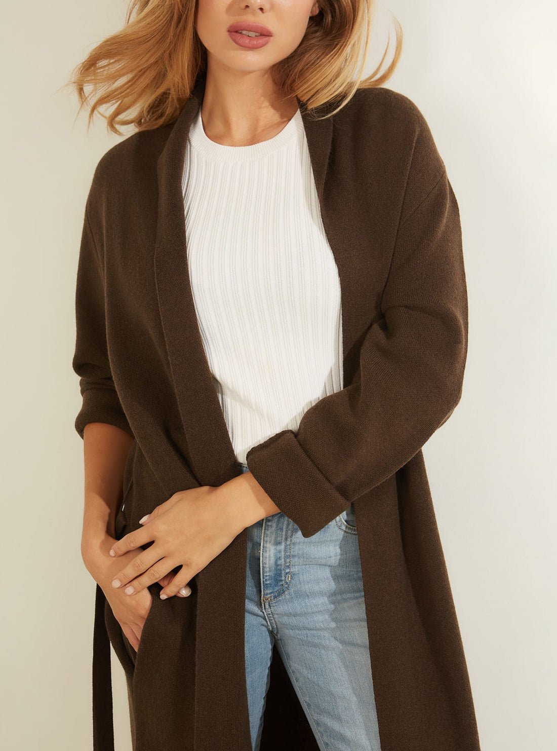 GUESS Womens Brown Clarissa Cardigan Jacket W1BR29Z2WD0 Detail View