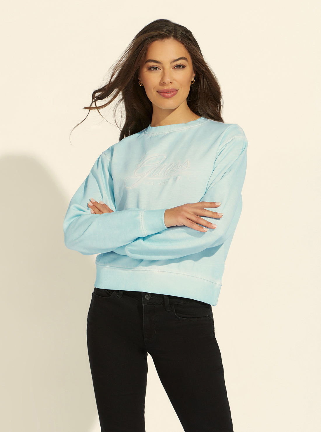 GUESS Womens Celestite Valerya Logo Jumper Front View