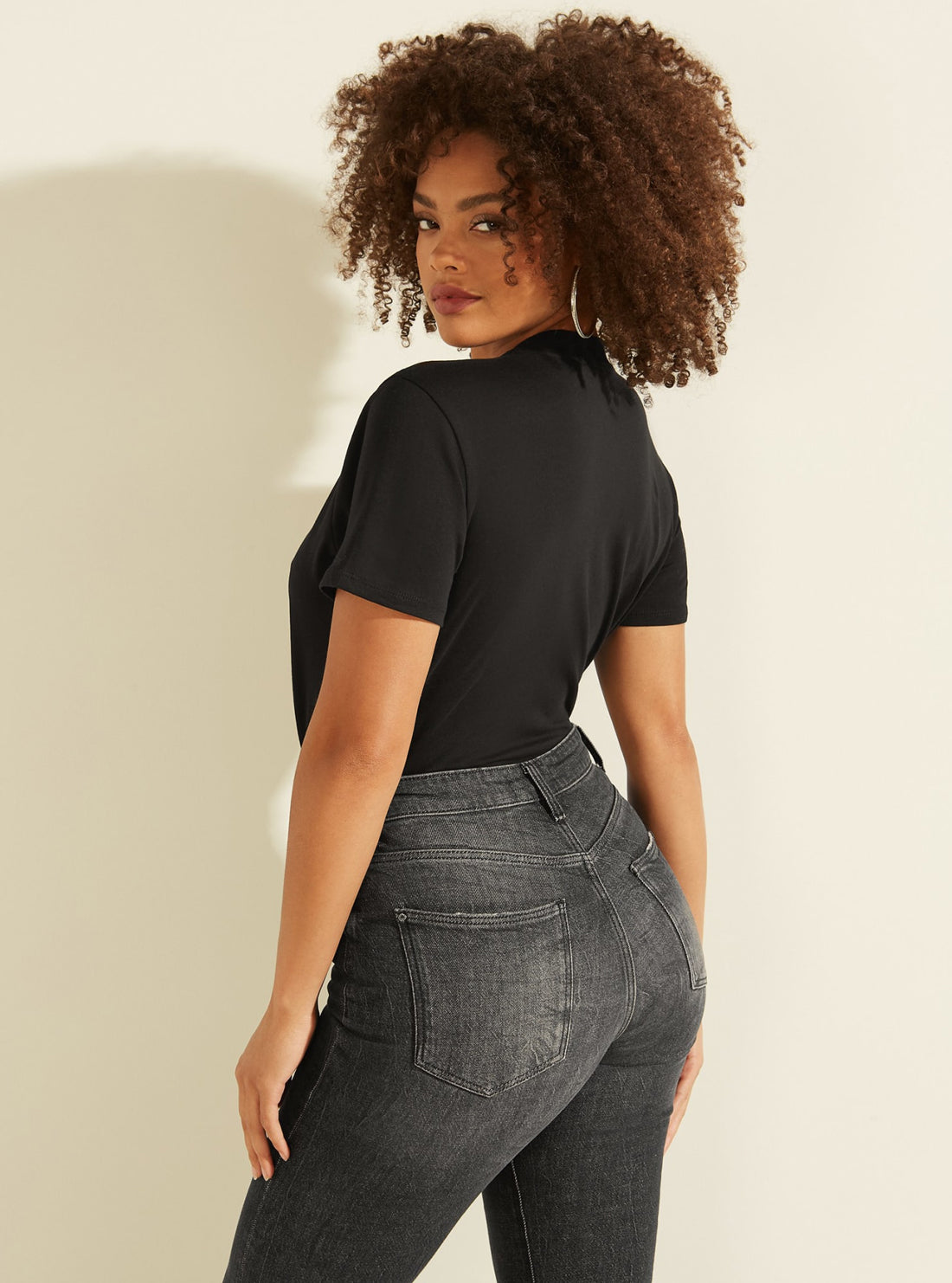 GUESS Womens Eco Black Classic Logo T-Shirt W93I0RR9I60 Back View