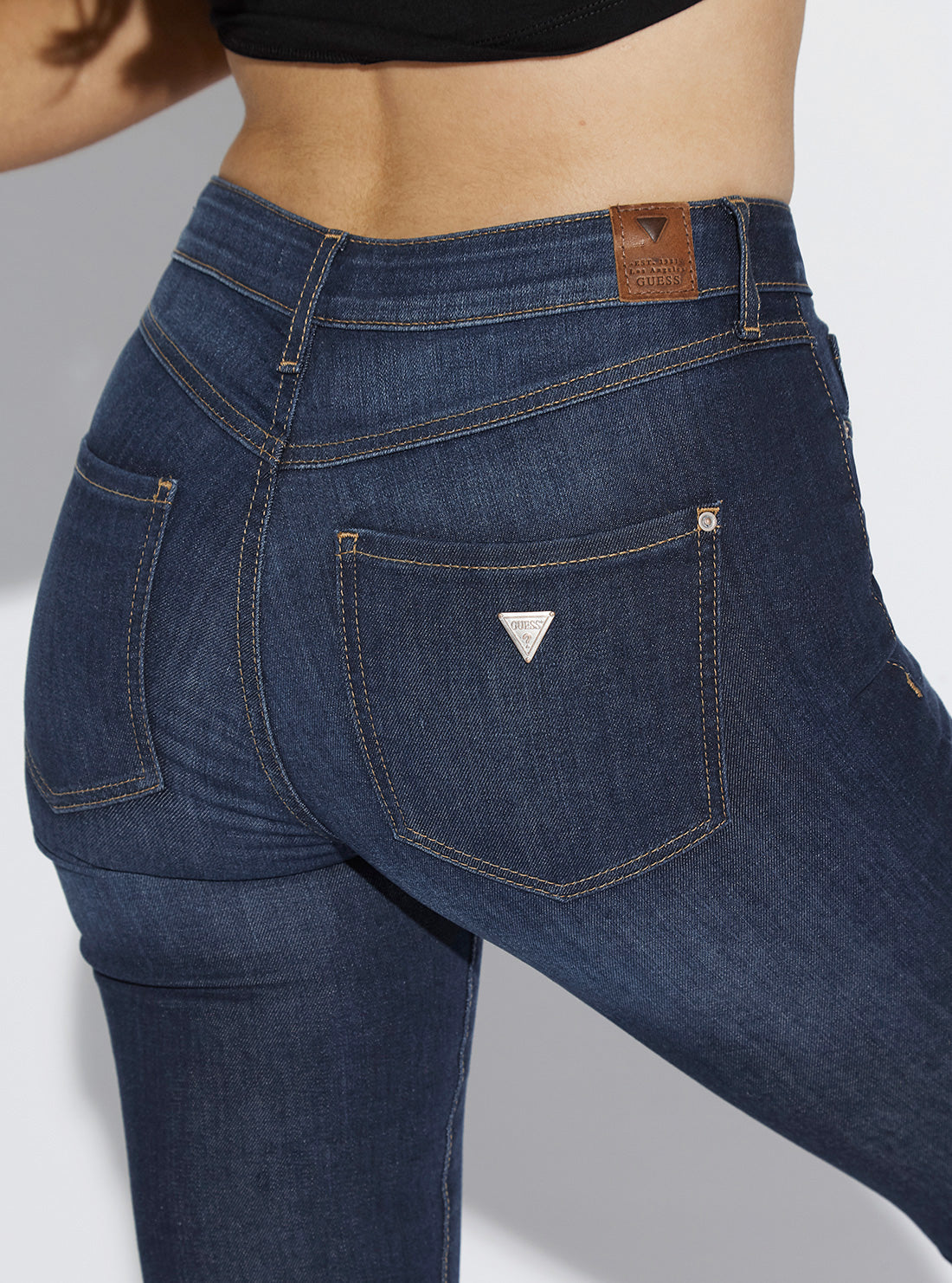 GUESS Womens High-Rise 1981 Skinny Denim Jeans in Nori Wash WB8AB4D3ED0 Back Detail View