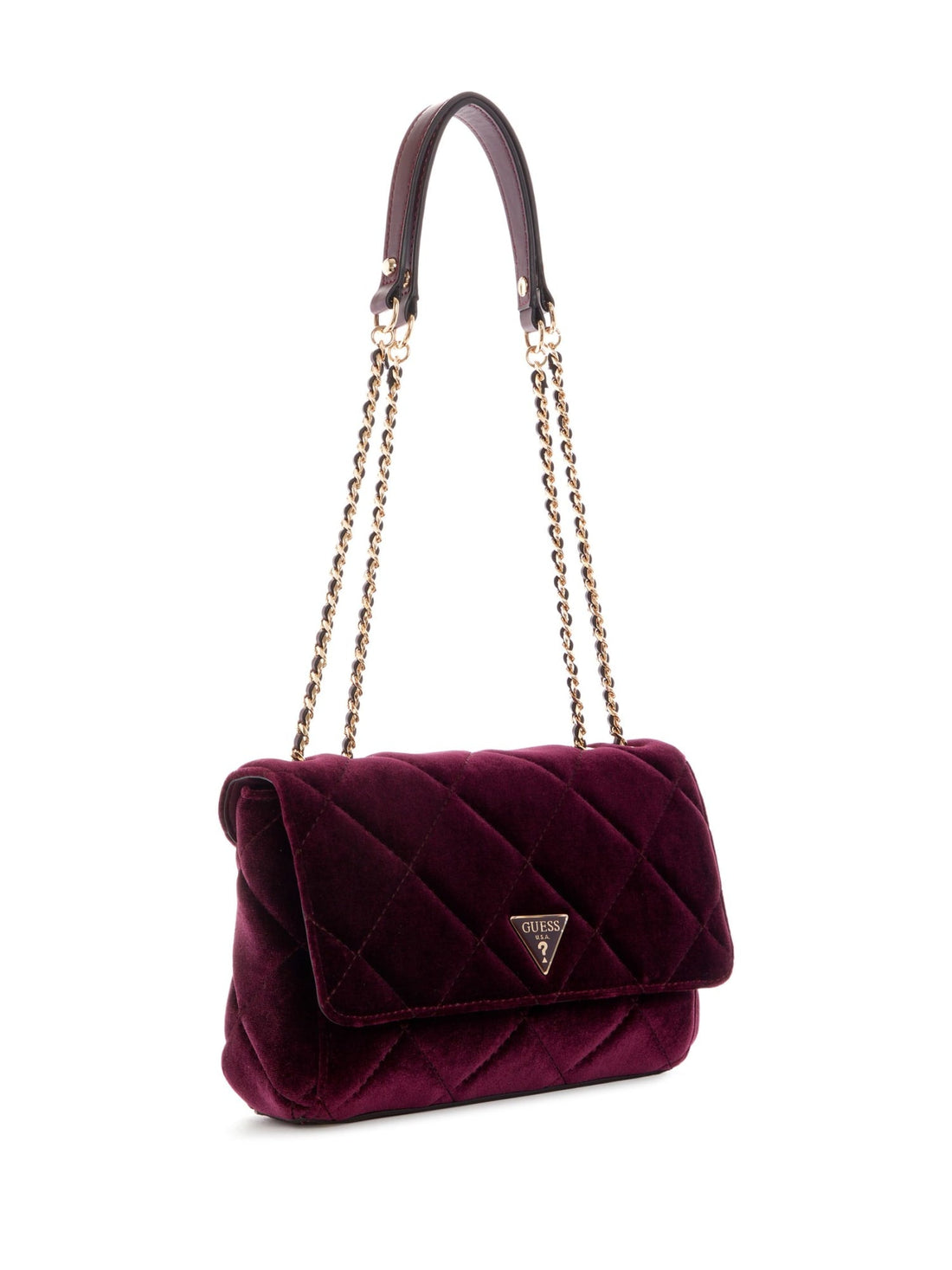 GUESS Womens Eggplant Cessily Velvet Satchel XG767921 Side View