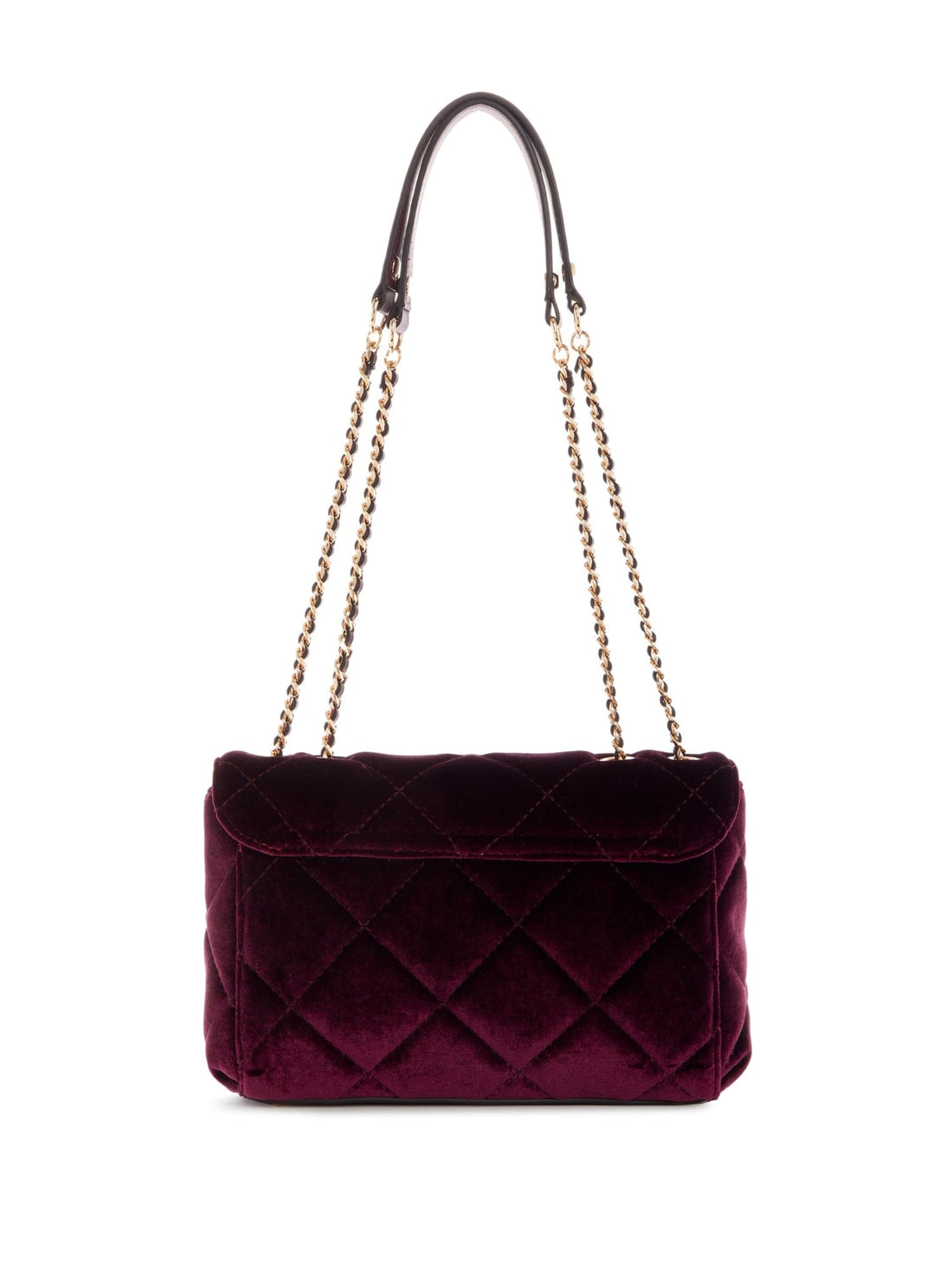 GUESS Womens Eggplant Cessily Velvet Satchel XG767921 Back View