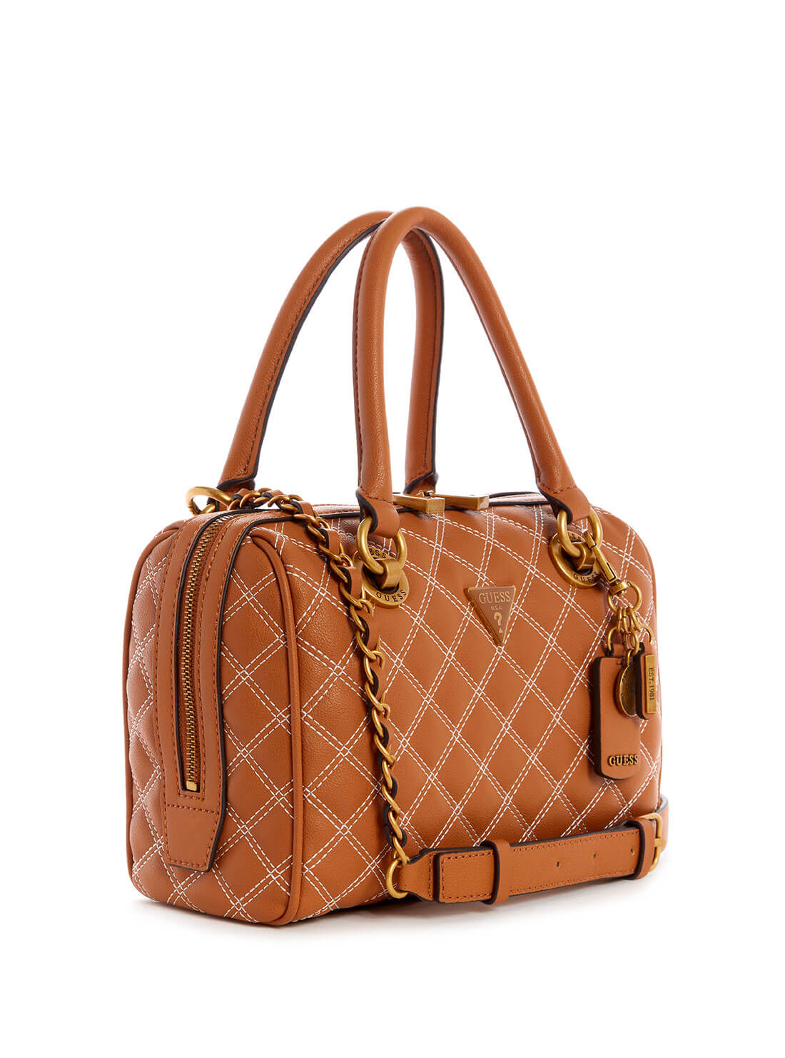 GUESS Womens  Brown Cessily Box Satchel ZB767905 Front Side View
