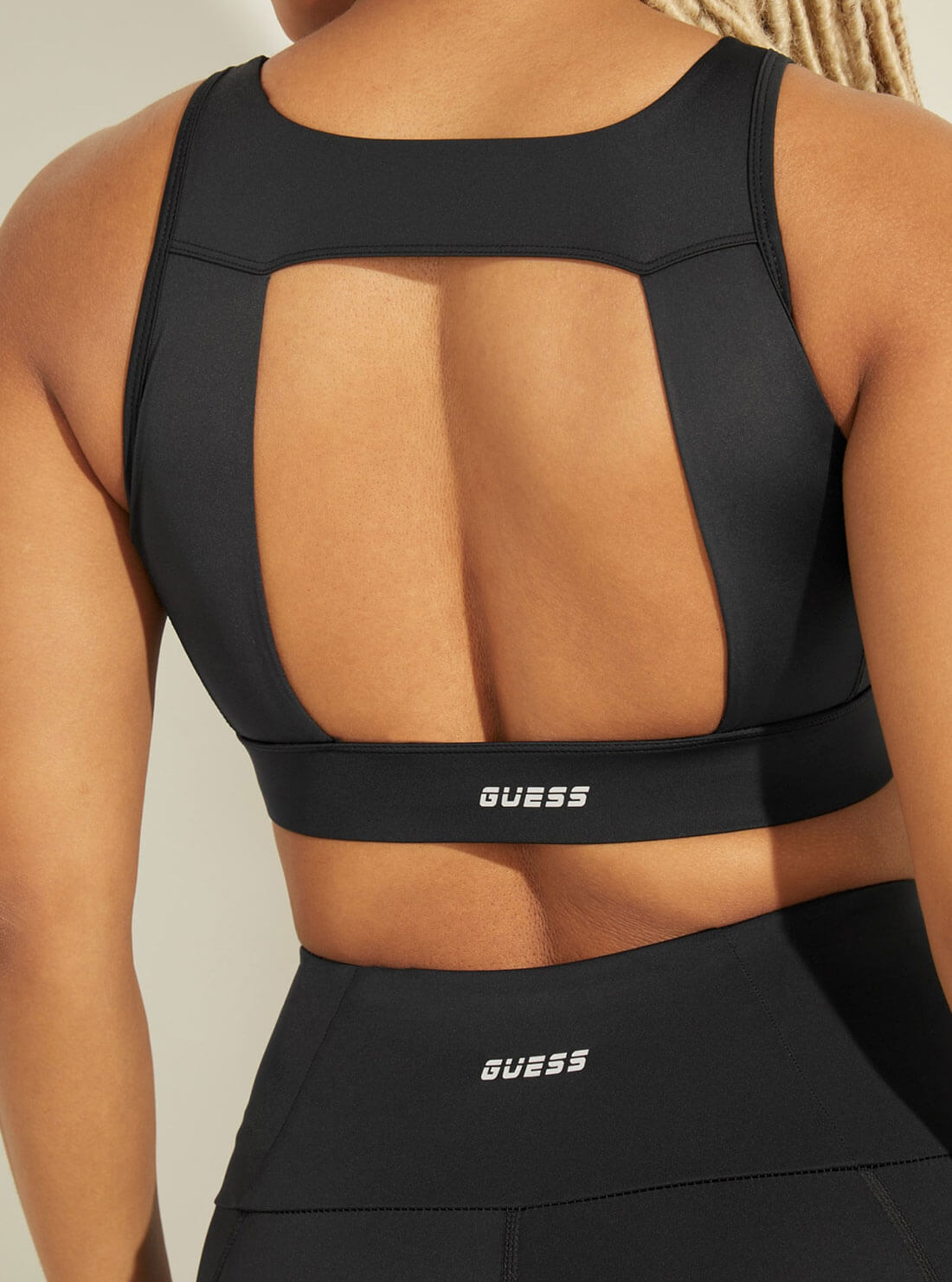 GUESS Womens  Black Alexa Active Bra O1YA22MC04A Back View