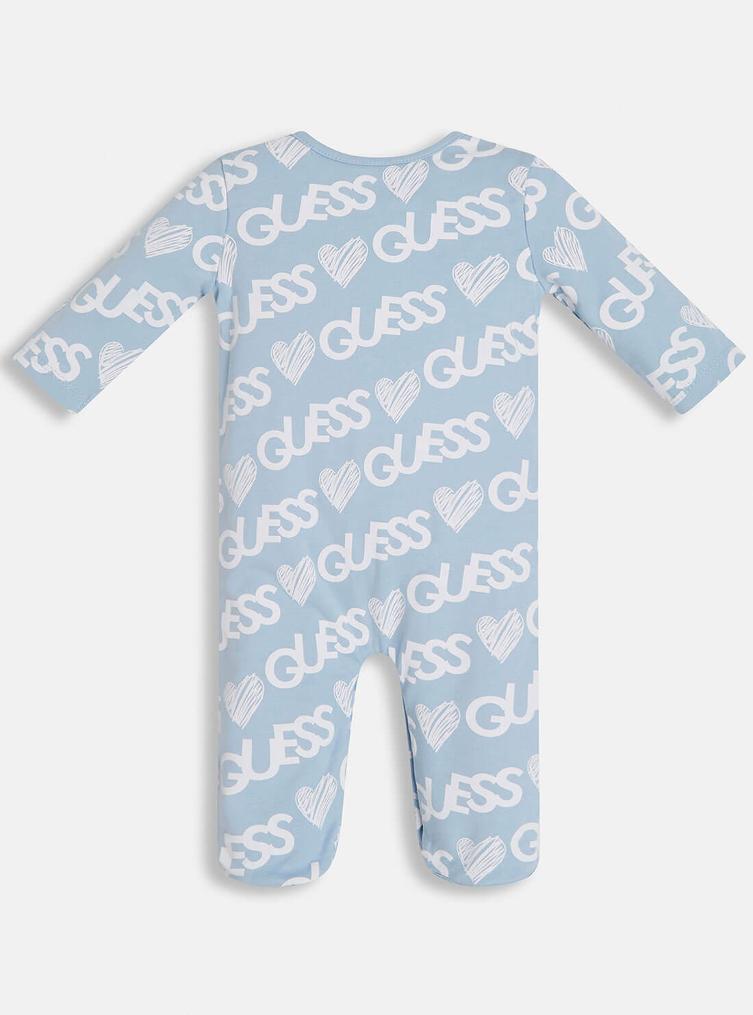 GUESS Baby Unisex Blue All-Over Logo Unisex Jumpsuit (0-12m) H1YW07KA6W0 Back View