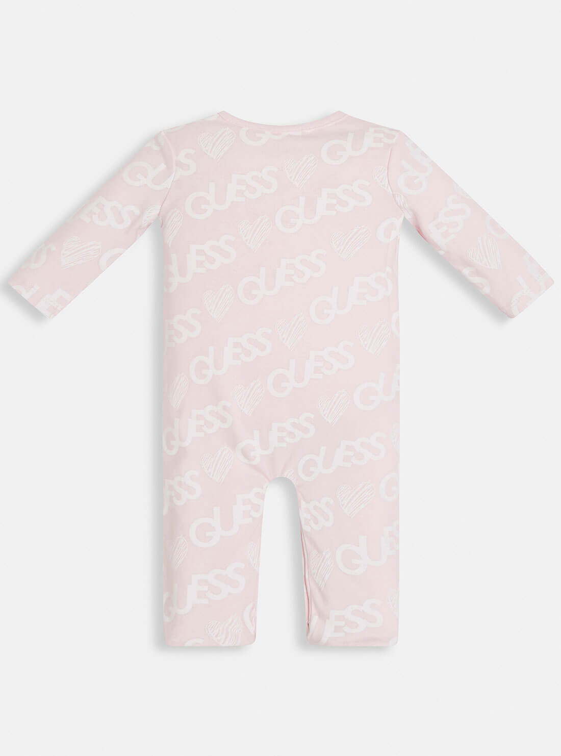 GUESS Unisex Kids Pink All-Over Logo Jumpsuit (0-12m) H1YW07KA6W0 Back View